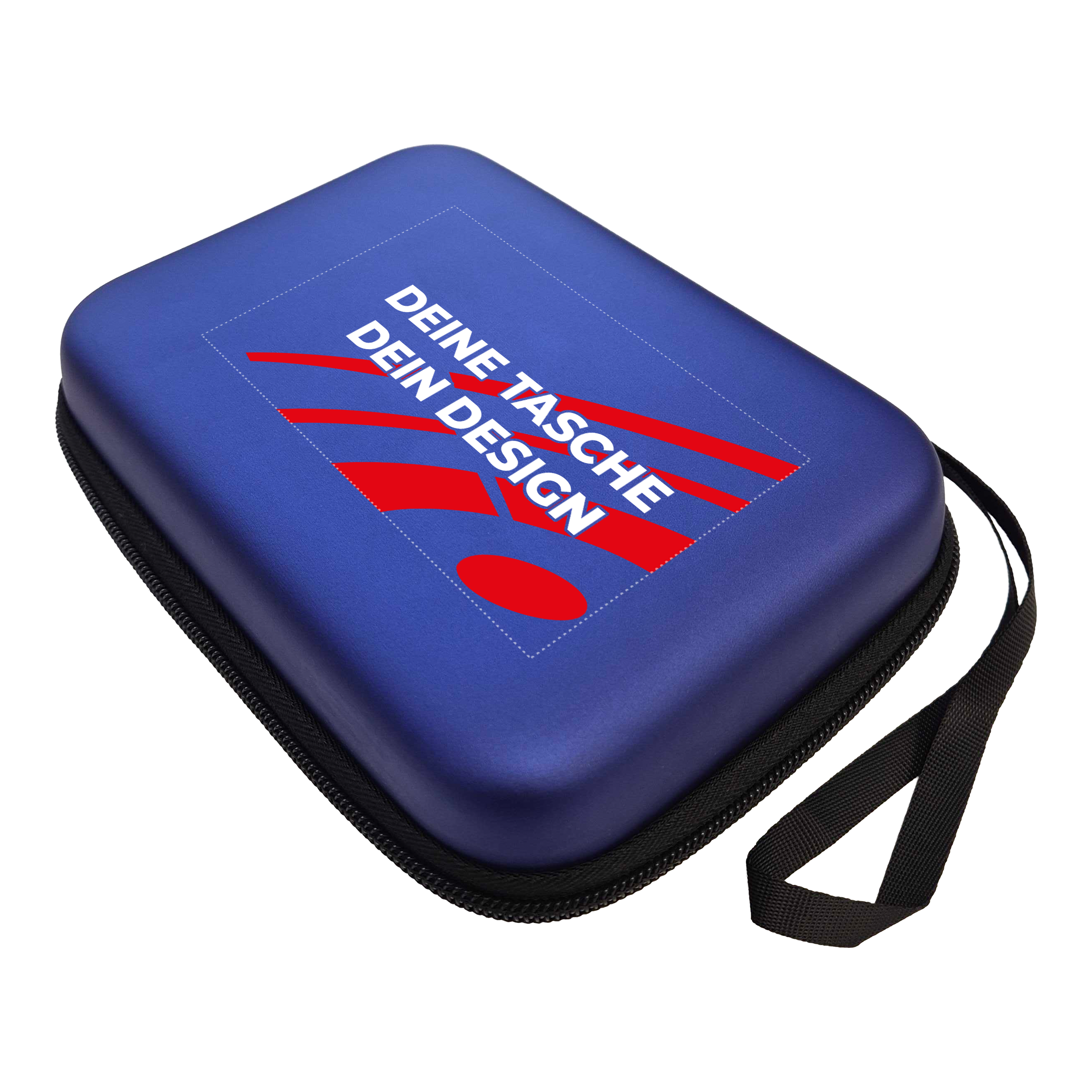 Das Bild zeigt ein McDart System4 Dartcase in Blau Metallic. Das Etui ist geschlossen dargestellt.