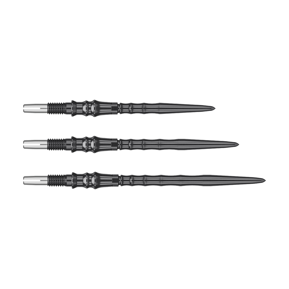 Target Japan Premium Swiss Point Steel Dart Tips - Black Das Bild zeigt die Target Japan Premium Swiss Point Steeldartspitzen in Schwarz. Die Spitzen sind robust und bieten einen sicheren Halt im Board.