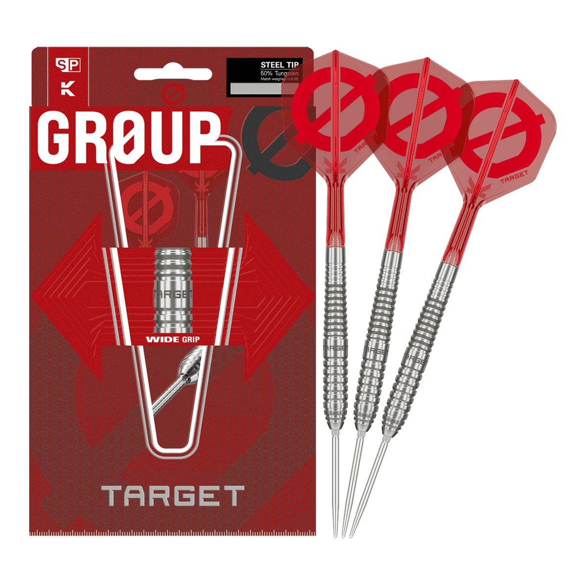 Target Group O 01 Swiss Points Steeldarts Das Bild zeigt die Target Group O 01 Swiss Points Steeldarts in voller Länge. Das Set ist übersichtlich angeordnet.