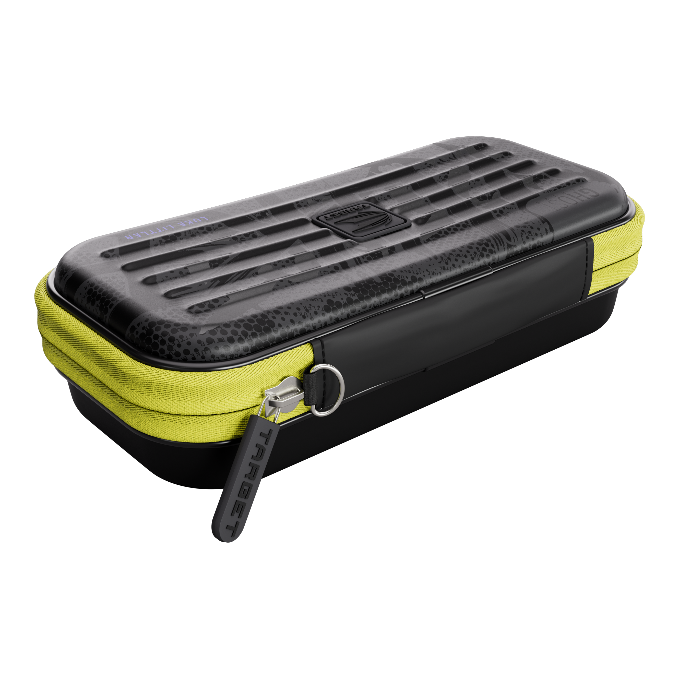 Auf dem Bild ist das Takoma Ghost Series Luke Littler Dartcase abgebildet. Diese Darttasche bietet sicheren Schutz für Dartpfeile.