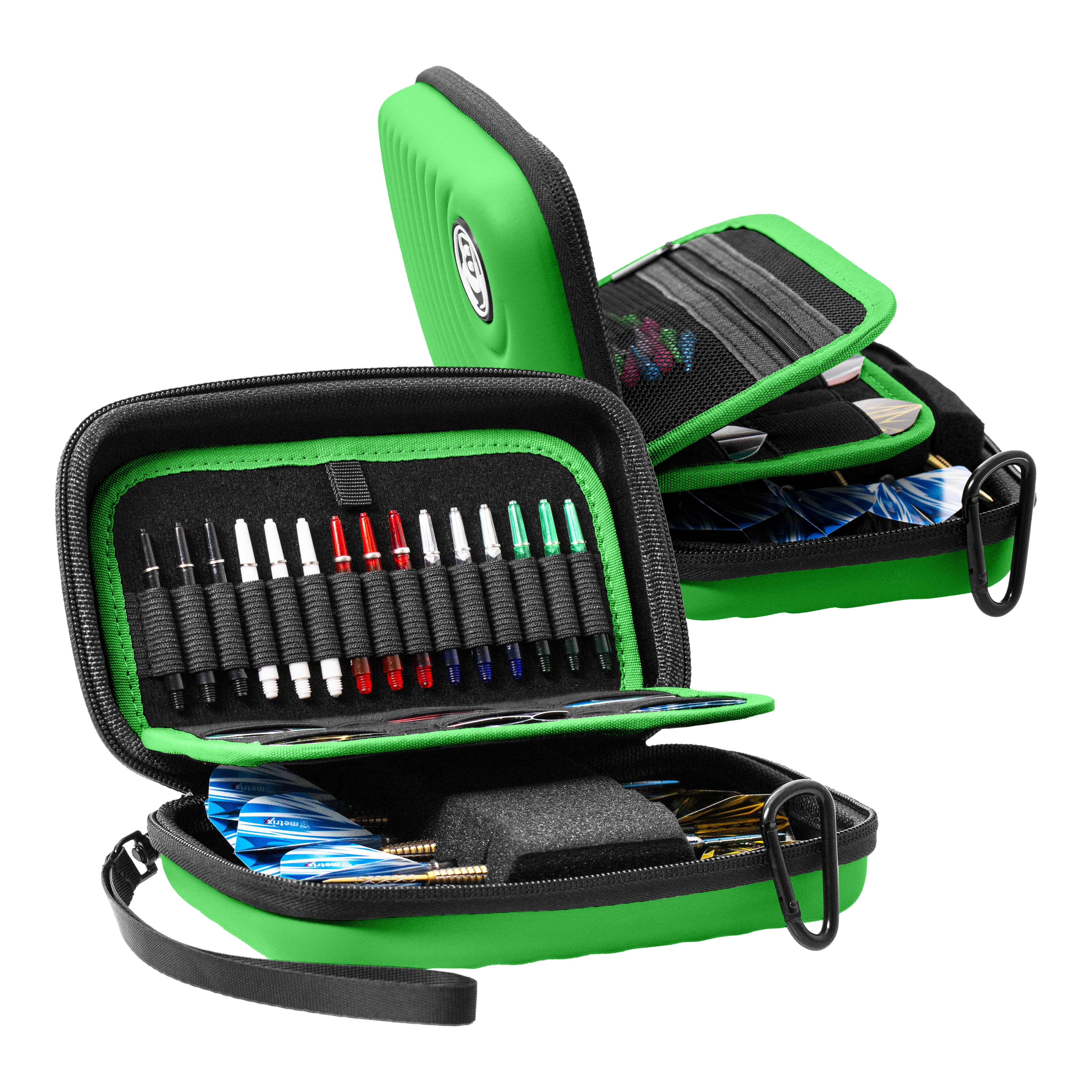 Beazd Orbis XL Dartcase - Green Beazd Orbis XL Dartcase ist auf dem Foto zu sehen. Es bietet zusätzlichen Stauraum für Darts.
