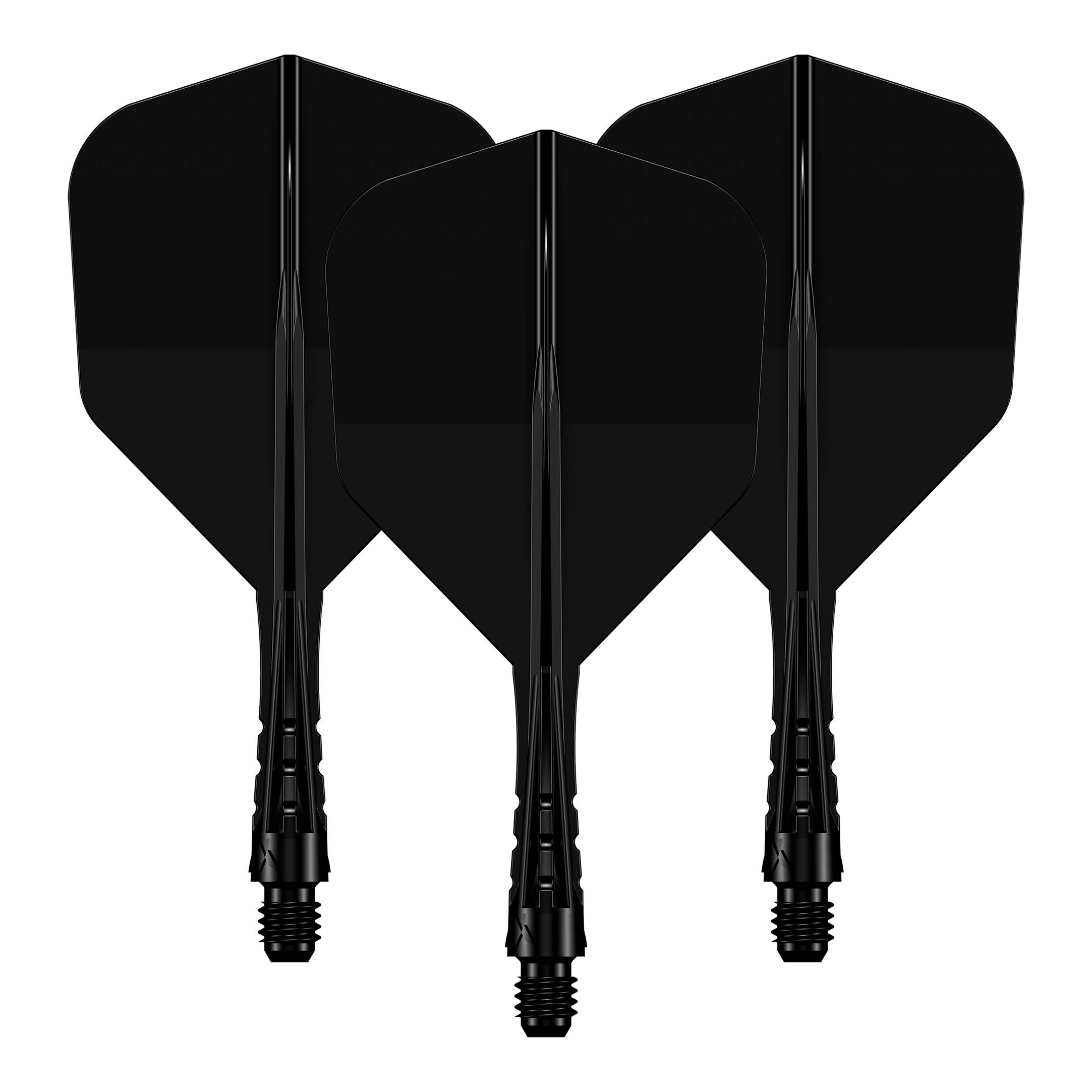 Auf dem Bild ist ein Flight-Shaft-System der Größe 222mm zu sehen. Es ist schwarz und Teil eines Sets für Dartpfeile.