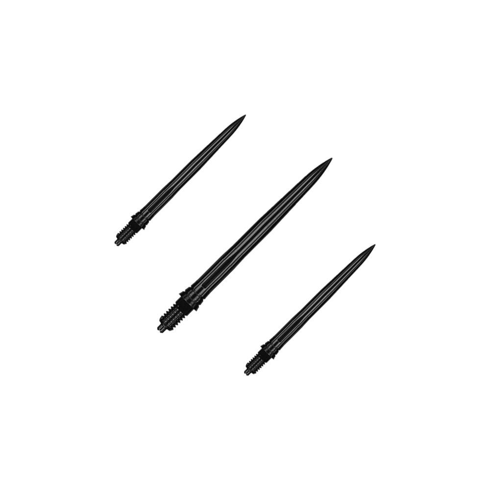 Caliburn EZ-EVO Dart Tips - Smooth - Black Hier sind EVO181 Caliburn EZ-EVO Dartspitzen Smooth Schwarz 28mm als Set dargestellt. Die Dartspitzen sind schwarz und haben eine glatte Oberfläche.