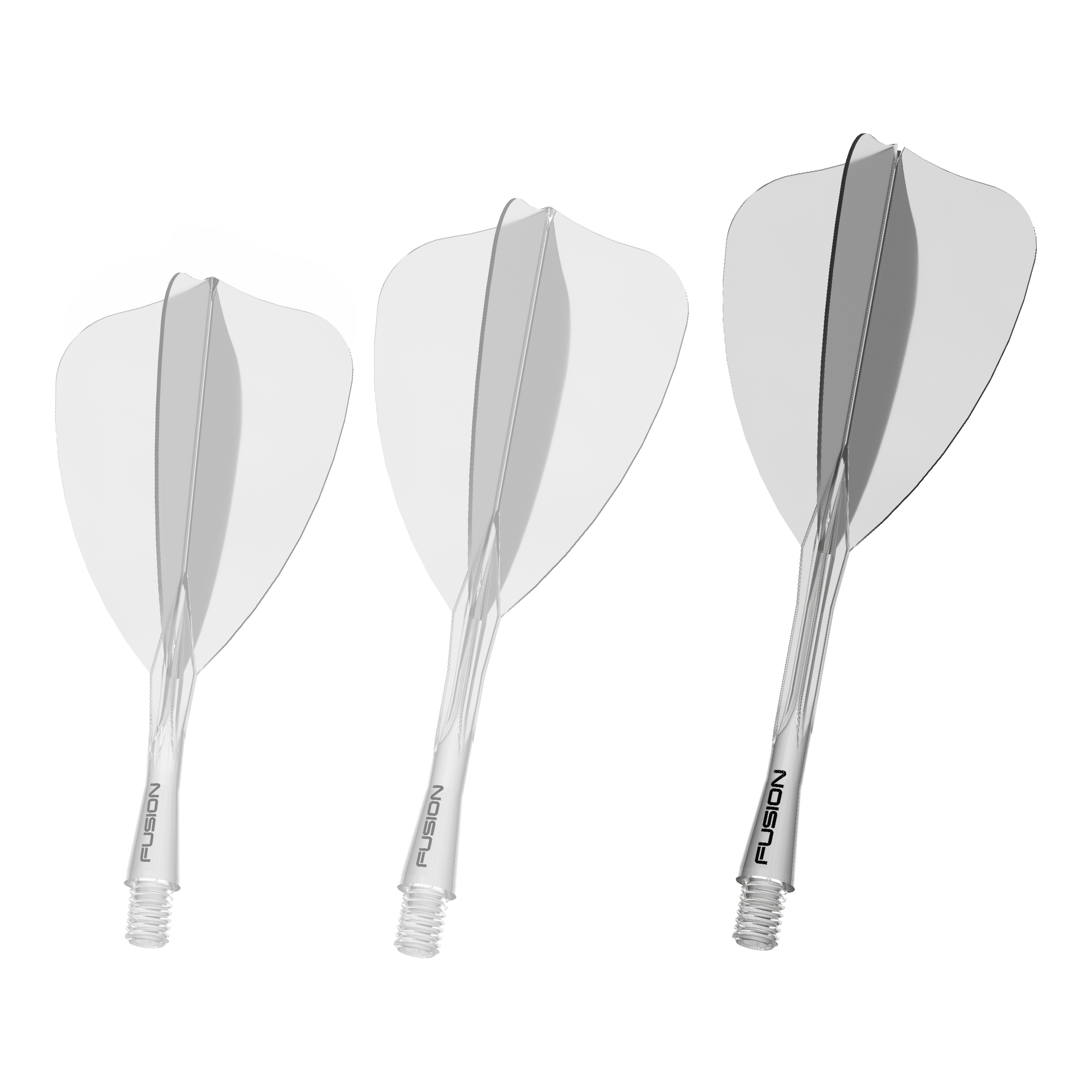 Winmau Fusion Flight Shaft System Arrow Clear Das Bild zeigt ein Winmau Fusion Flight Shaft System in klarer 34mm Ausführung. Es handelt sich um einen Bestandteil für Dartpfeile.