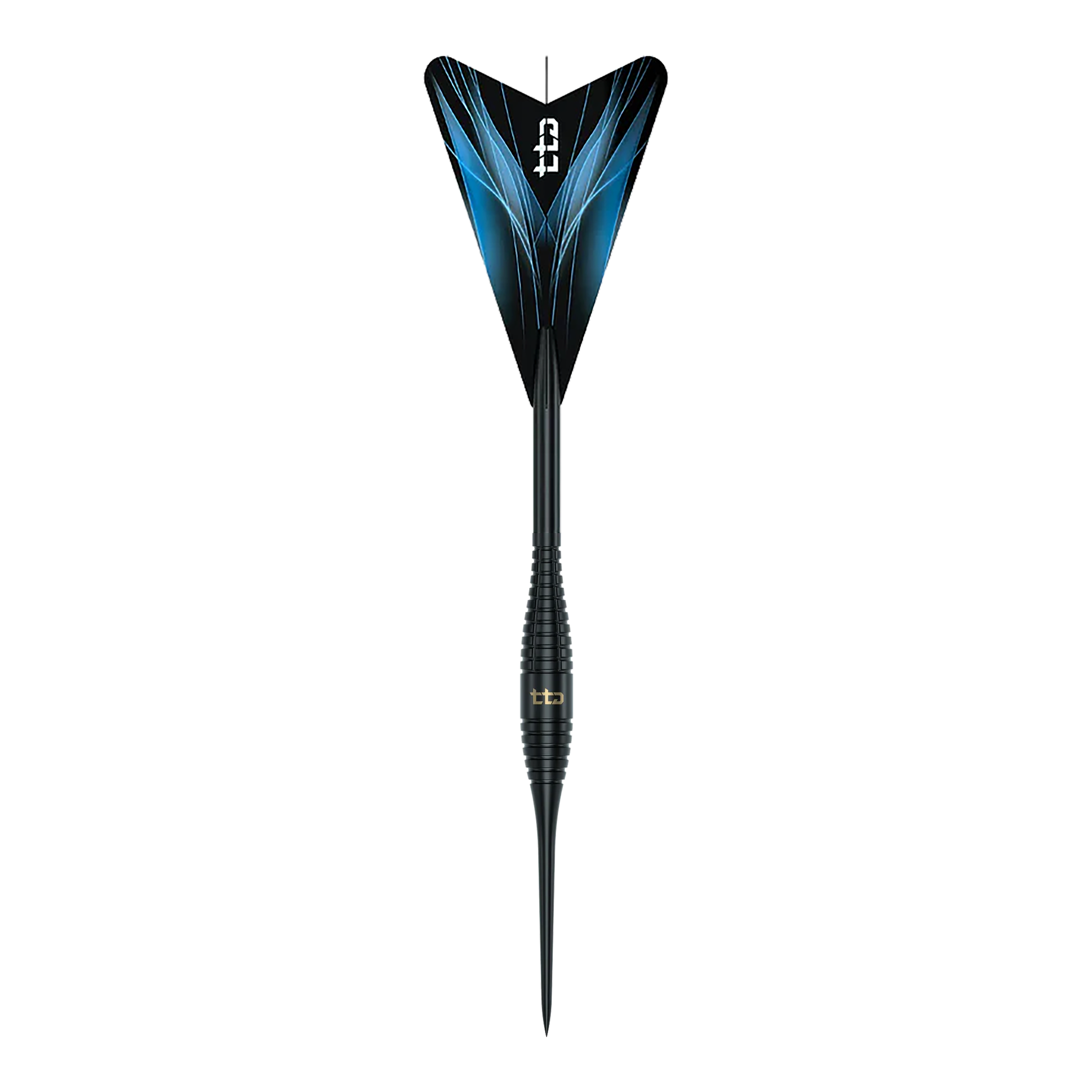 Das ist ein Bild der Caliburn TTD Complete Titanium T2 Black Steeldarts - 6g. Die Steeldarts sind schwarz und wiegen 6 Gramm.