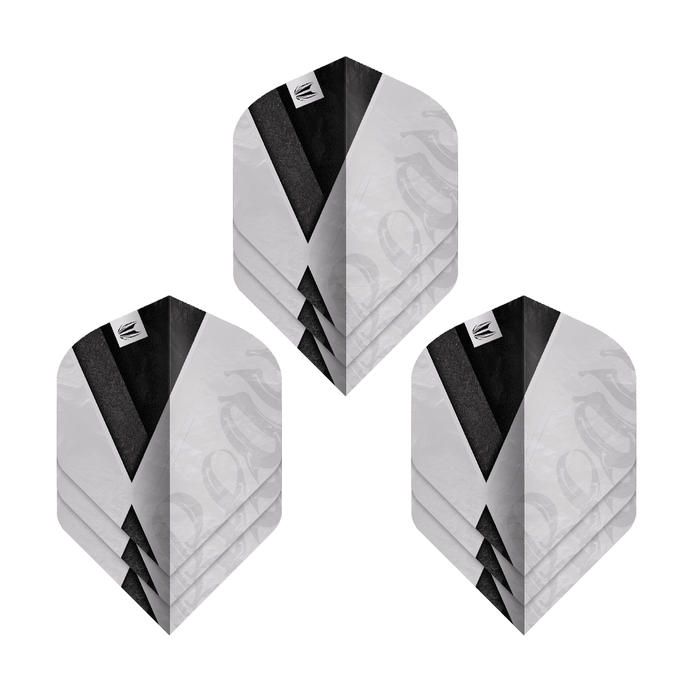 Abgebildet sind die Target ProUltra Beau Greaves GEN2 No2 Standard Flights - 3 Sets. Diese Flights bieten eine professionelle Qualität für Dartspieler.