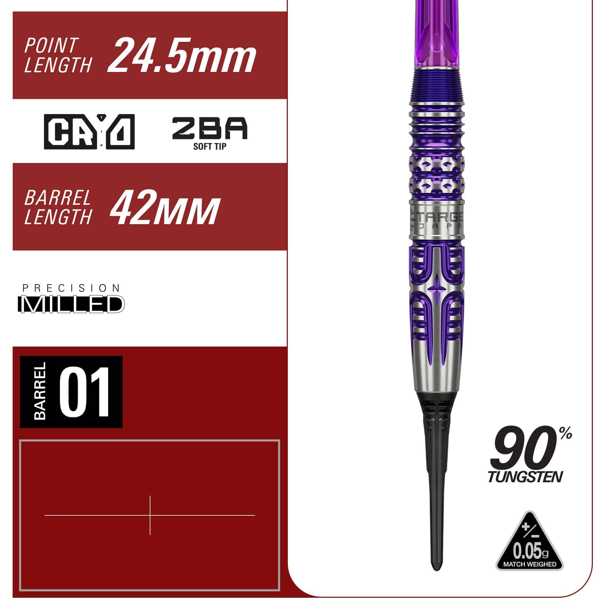 Abgebildet ist das Produkt Target Japan Endeavour Kasumi Sato GEN3 Softdarts - 19g. Die Darts sind für professionelle Spieler und Sammler geeignet.