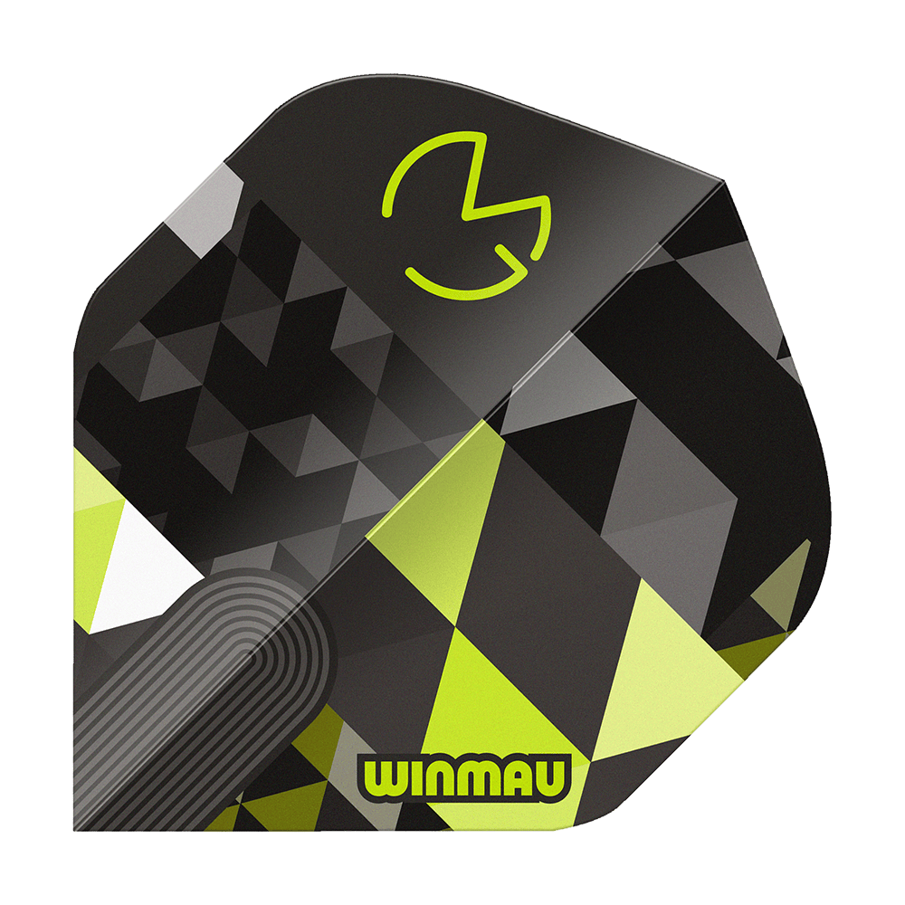 Winmau Prism Delta MvG Logo Green No2 Standard Flights Zu sehen ist Winmau Prism Delta MvG Logo Green No2 Standard Flights. Es handelt sich um Dart-Flights in grün mit MvG-Logo.