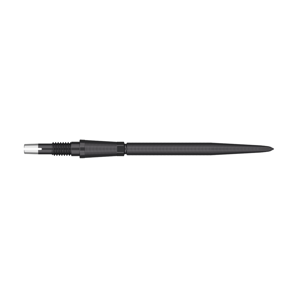 Target Swiss Storm Nano Point Dartspitzen - Schwarz Dies ist eine schwarze Dartspitze mit feinem Gewinde und schlanker Form. Sie besteht aus Metall und ist etwa 35 mm lang.