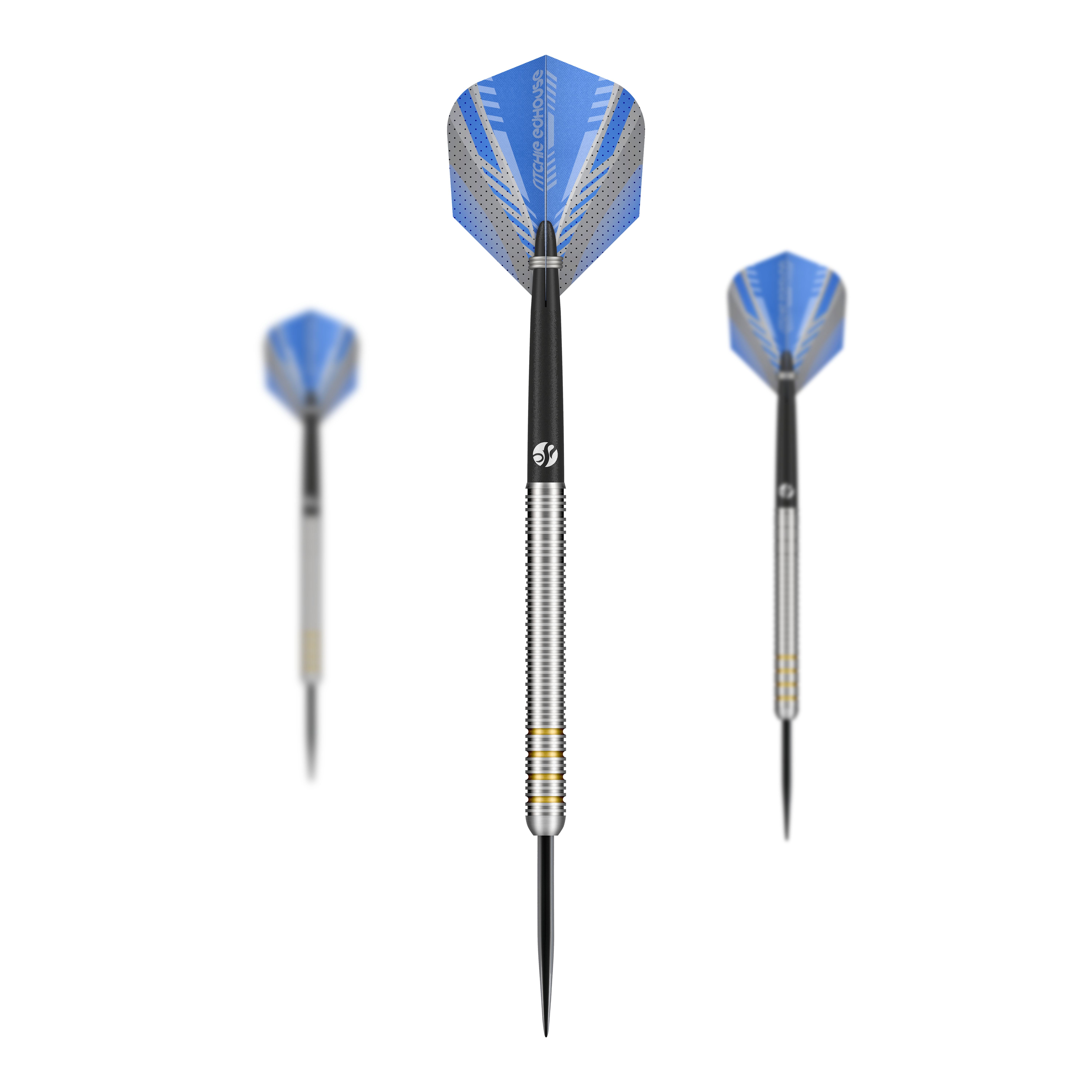 Das Bild zeigt die Shot Ritchie Edhouse Core Steeldarts. Es handelt sich um ein Set von hochwertigen Steeldarts für Dartspieler.