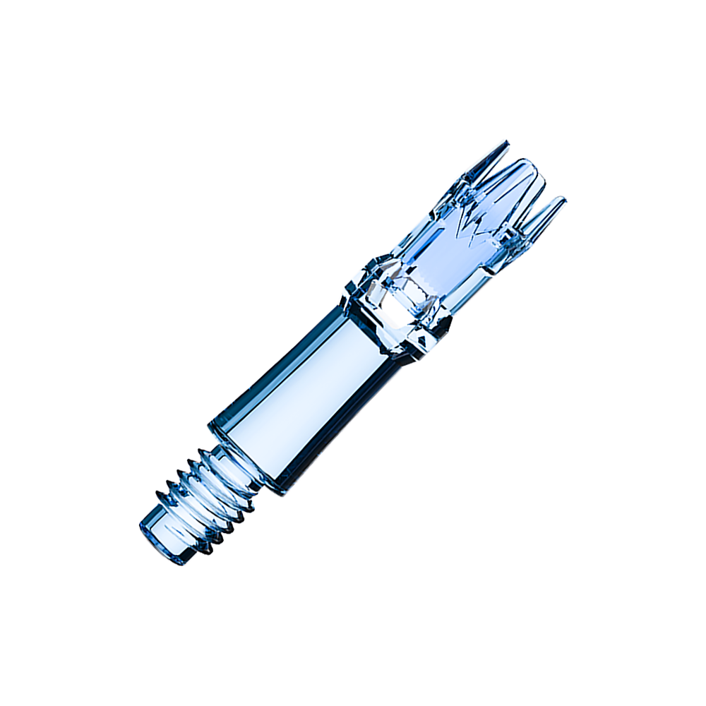 L-Style L-System Replacement Shafts - Clear Blue Zwei blaue transparente Ersatzshafts sind dargestellt. Die Shafts liegen nebeneinander.