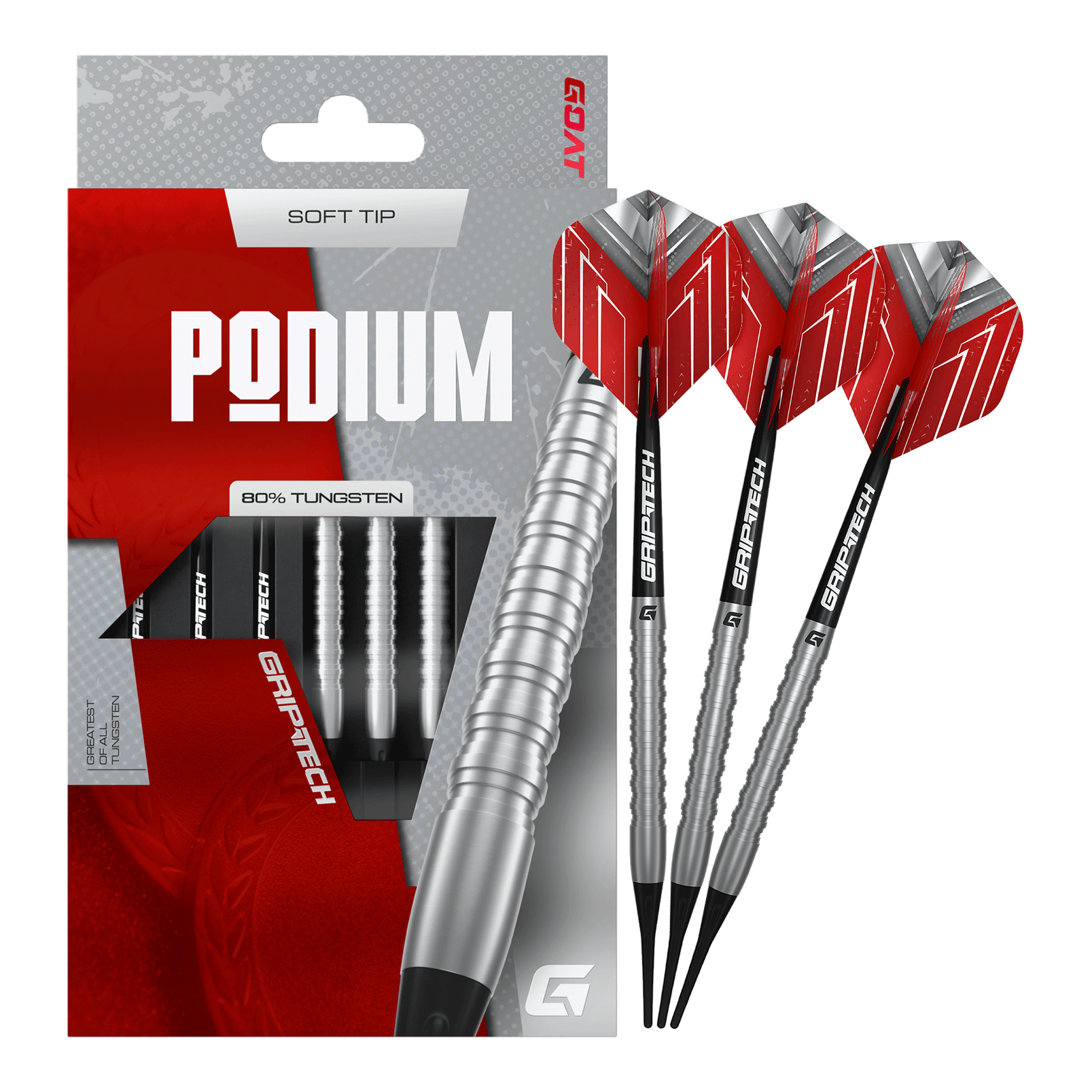 GOAT Podium Silver Softdarts - 18g Zu sehen sind die GOAT Podium Silver Softdarts mit einem Gewicht von 18g. Die Darts sind in Silber gehalten und für den Softdartbereich konzipiert.