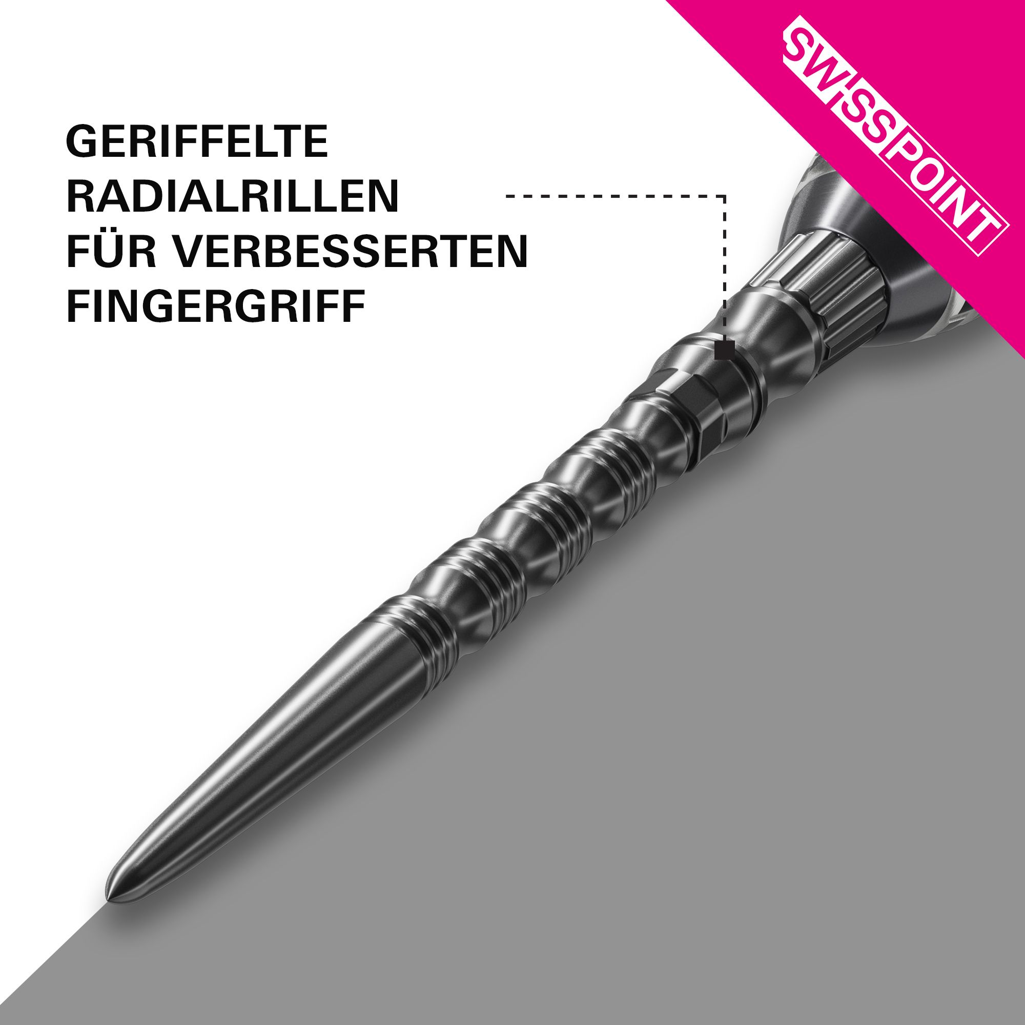 Target Signature Swiss Point TRB Steeldartspitzen in Schwarz. Die Dartspitzen sind auf diesem Produktbild zu sehen.