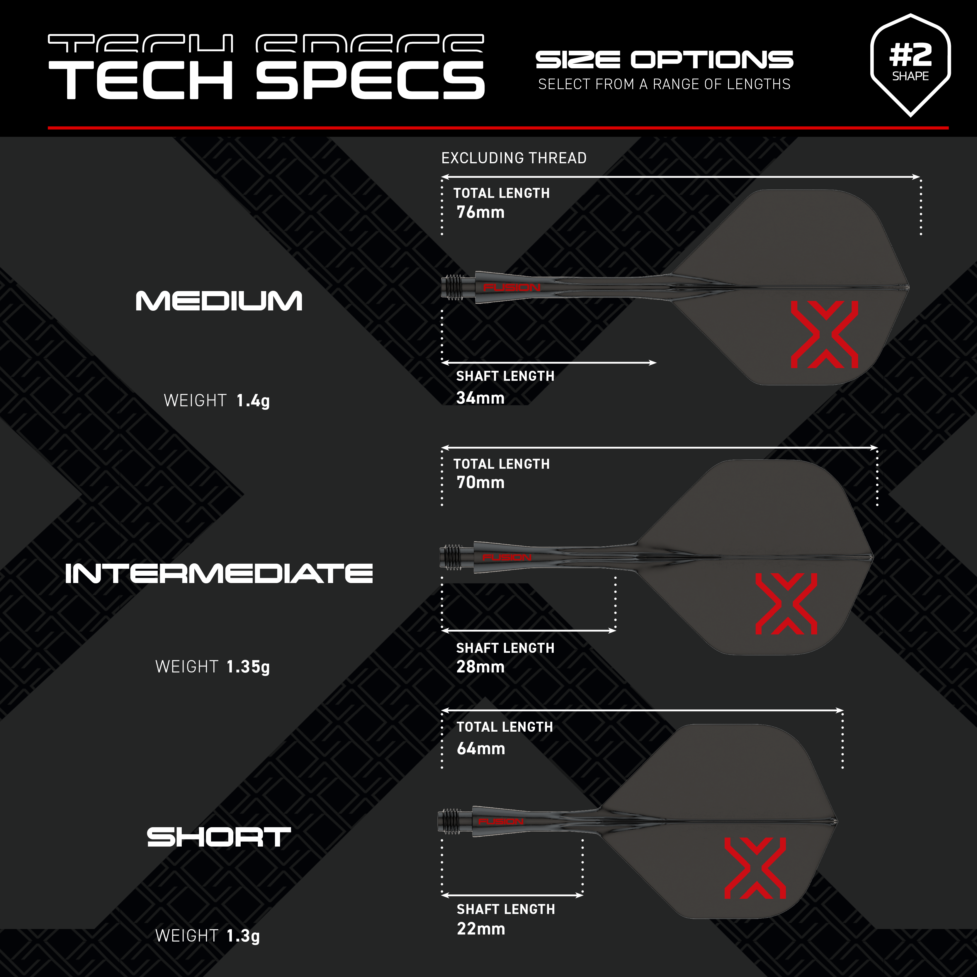 Winmau Fusion Blade X No2 Standard Flight Shaft System - Black Auf dem Bild ist das Winmau Fusion Blade X No2 Standard Flight-Shaft-System in Schwarz zu sehen. Dieses Produkt wird bei Dartspielen verwendet.