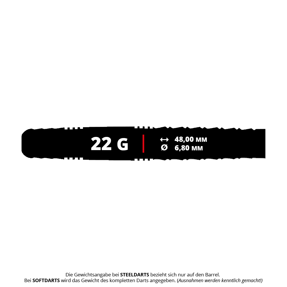Caliburn Wolfpack W6 steel darts - 22g Abgebildet ist der Caliburn Wolfpack W6 Steeldart mit 22g Gewicht. Dieser Dart zeichnet sich durch sein modernes Design und hochwertige Verarbeitung aus.