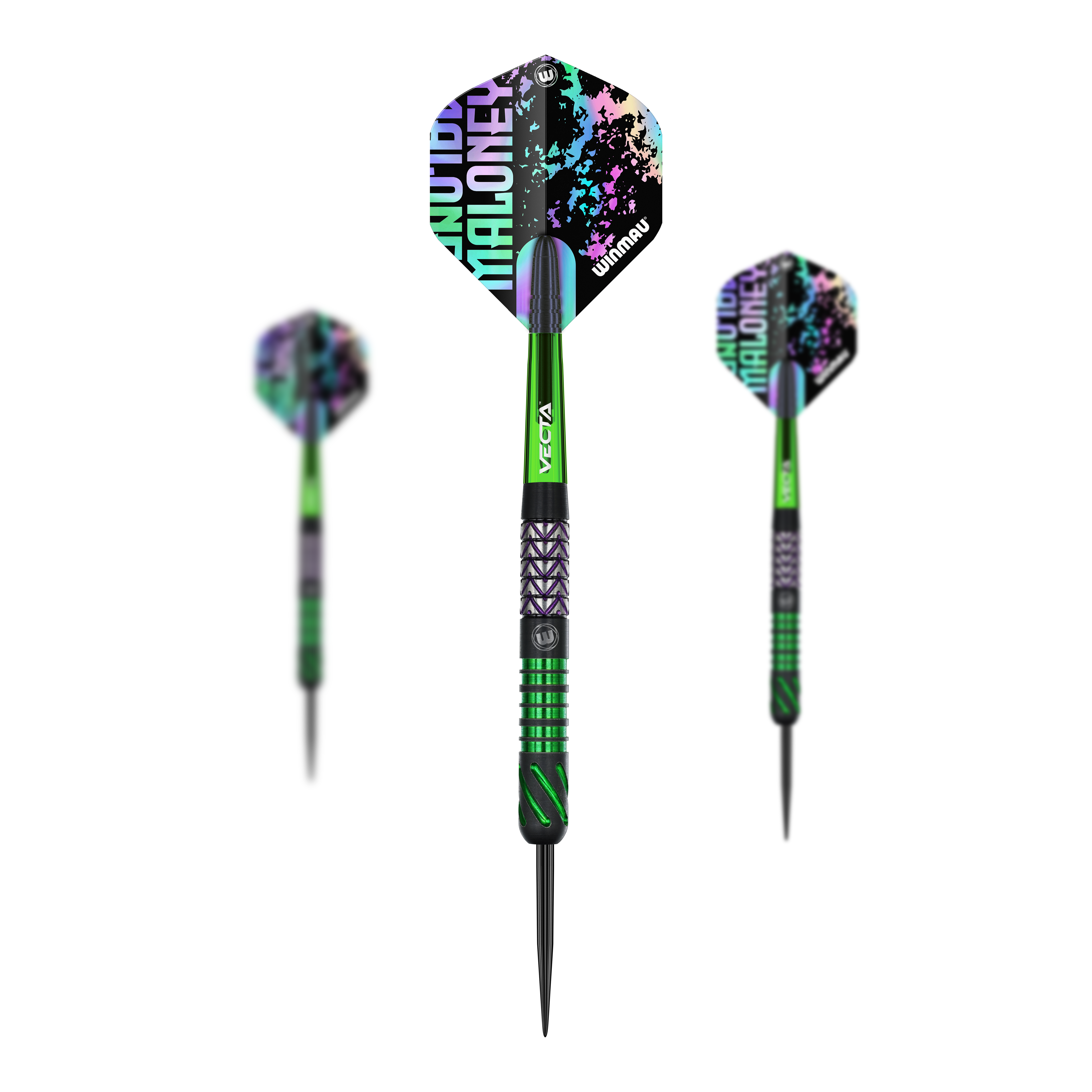 Abgebildet ist das Produkt Winmau Mike Maloney Steeldarts. Es handelt sich um ein Set Steeldarts für Dartspieler.