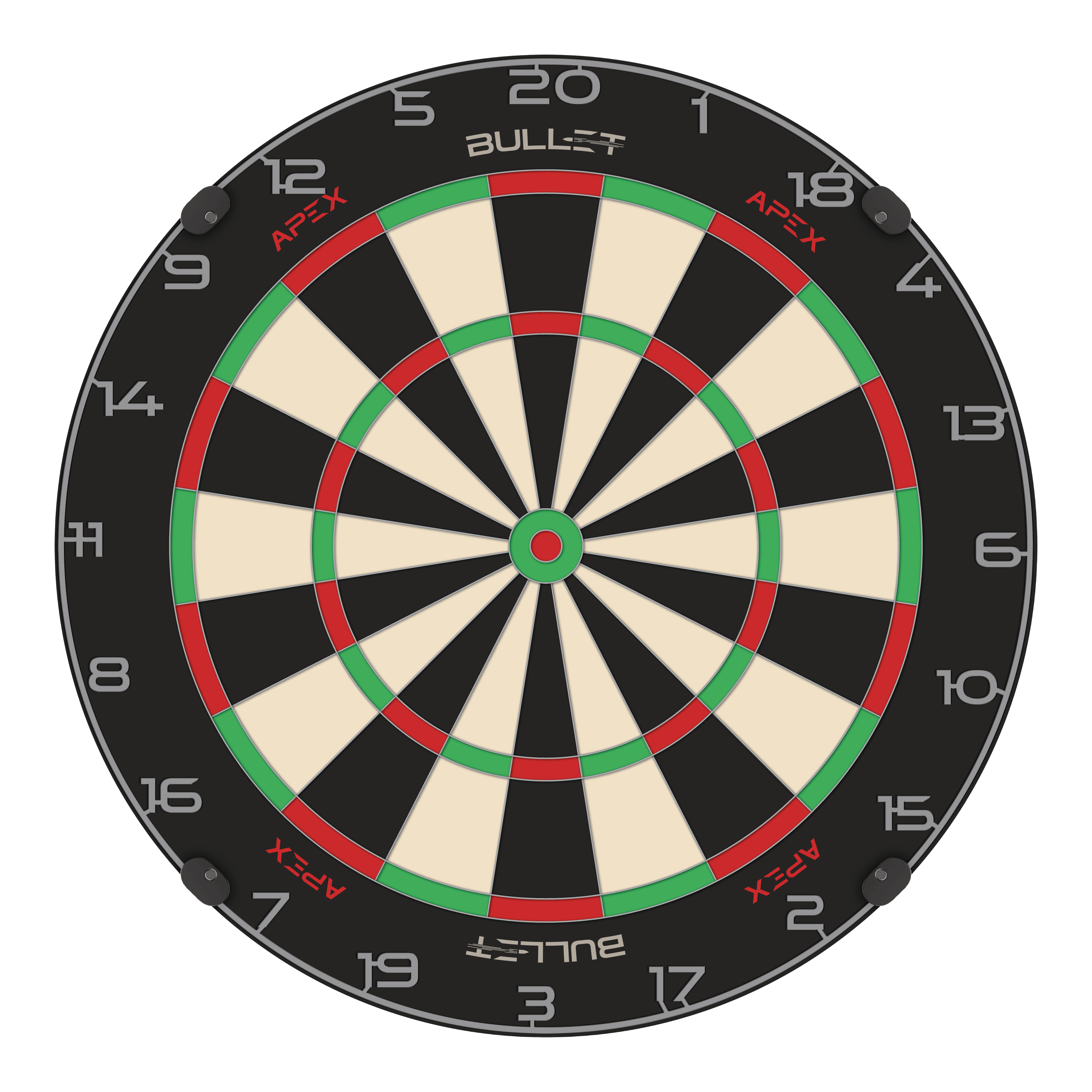 Abgebildet ist das Bullet Apex Steeldartboard. Das Produkt wird deutlich dargestellt.