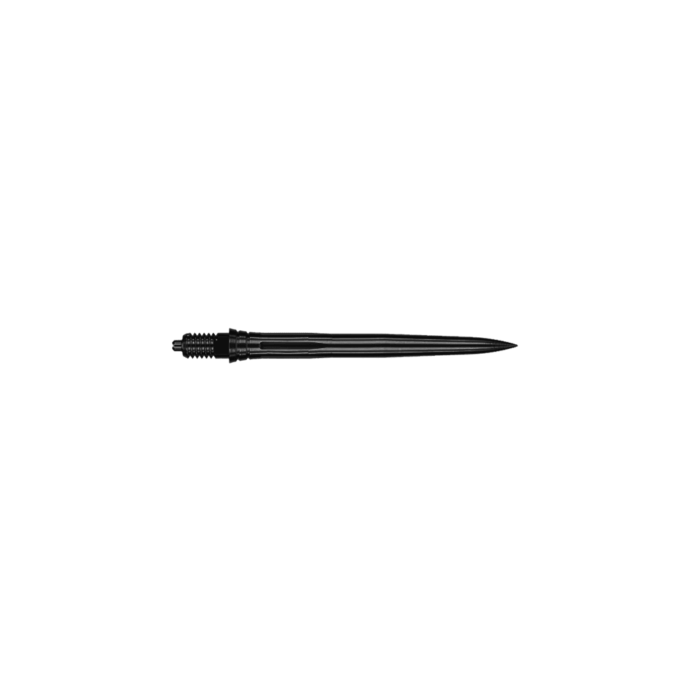 Das Bild zeigt EVO181 Caliburn EZ-EVO Dartspitzen Smooth Schwarz 28mm. Es handelt sich um schwarze Dartspitzen in glatter Ausführung.