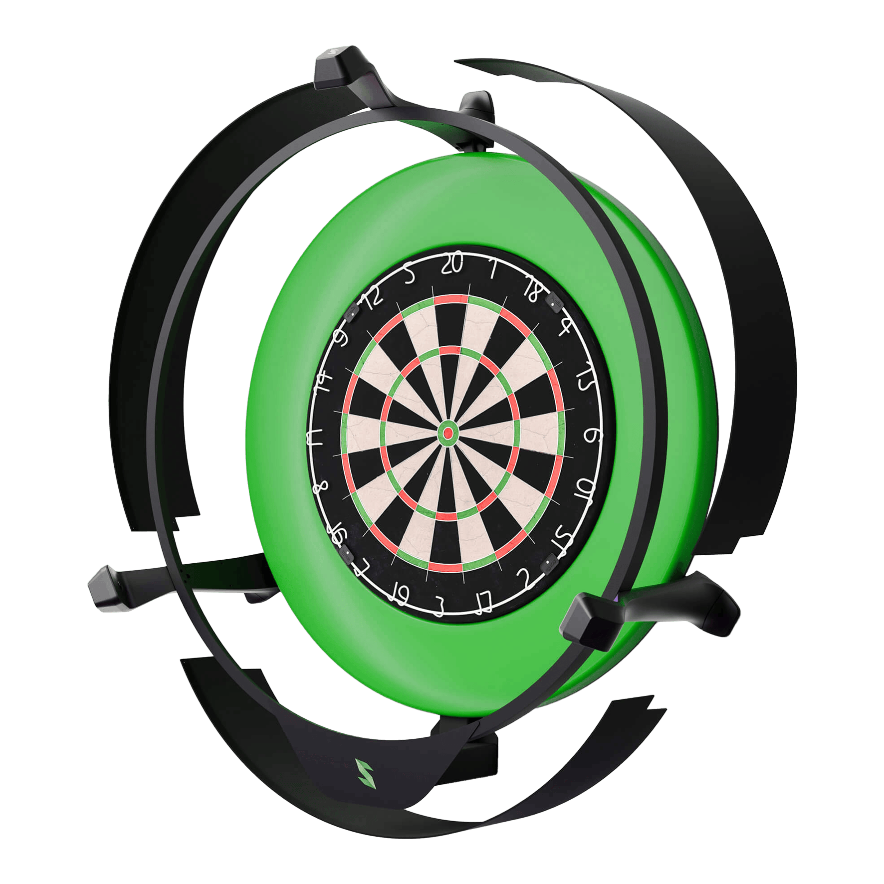 Scolia Home 2 Electronic Autoscoring System with Lighting Ring 2026 Das Bild zeigt das Produkt "Scolia Home 2 Electronic Score System mit Beleuchtungsring". Es handelt sich um ein elektronisches Punktesystem für Dartboards, das von einem grünen Beleuchtungsring umgeben ist.