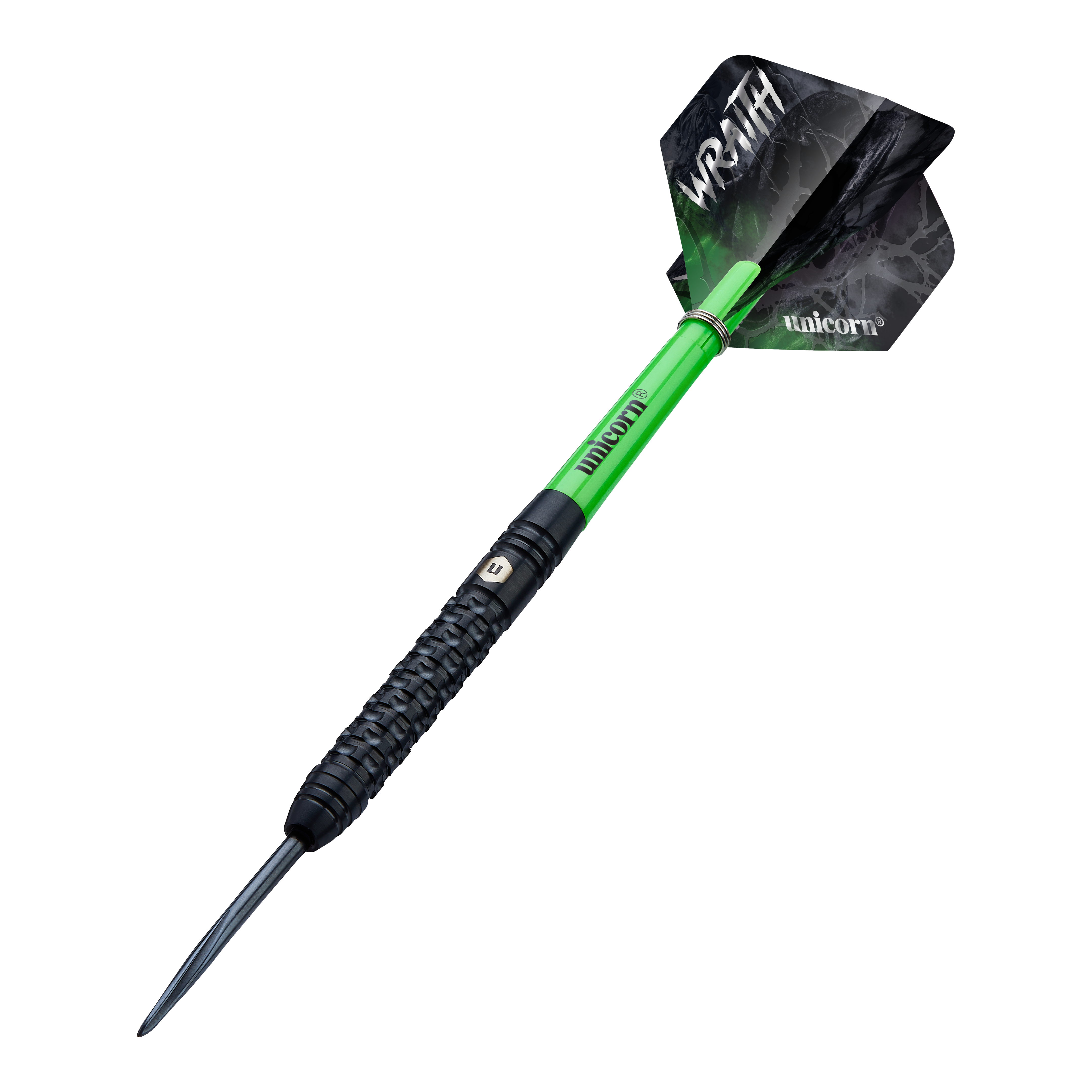 Unicorn Wraith steel darts Mehrere Unicorn Wraith Steeldarts liegen eng nebeneinander. Details der Oberfläche zeigen sich deutlich.