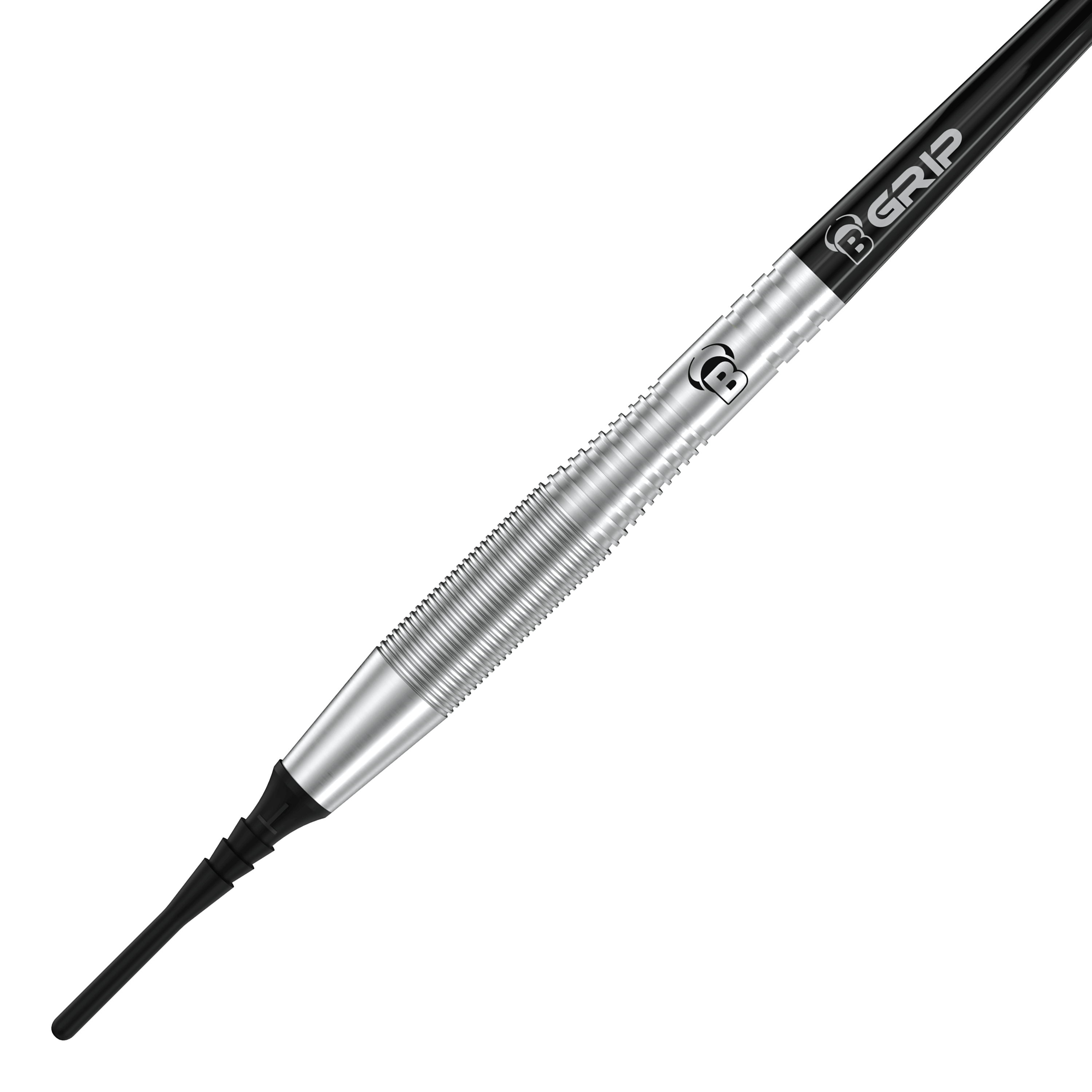 Bulls Martin Schindler TW80 soft darts - 18g Auf dem Bild ist ein Bulls Martin Schindler TW80 Softdart mit einem Gewicht von 18g zu sehen. Der Dart hat ein silbernes, geriffeltes Griffstück und eine schwarze Spitze.