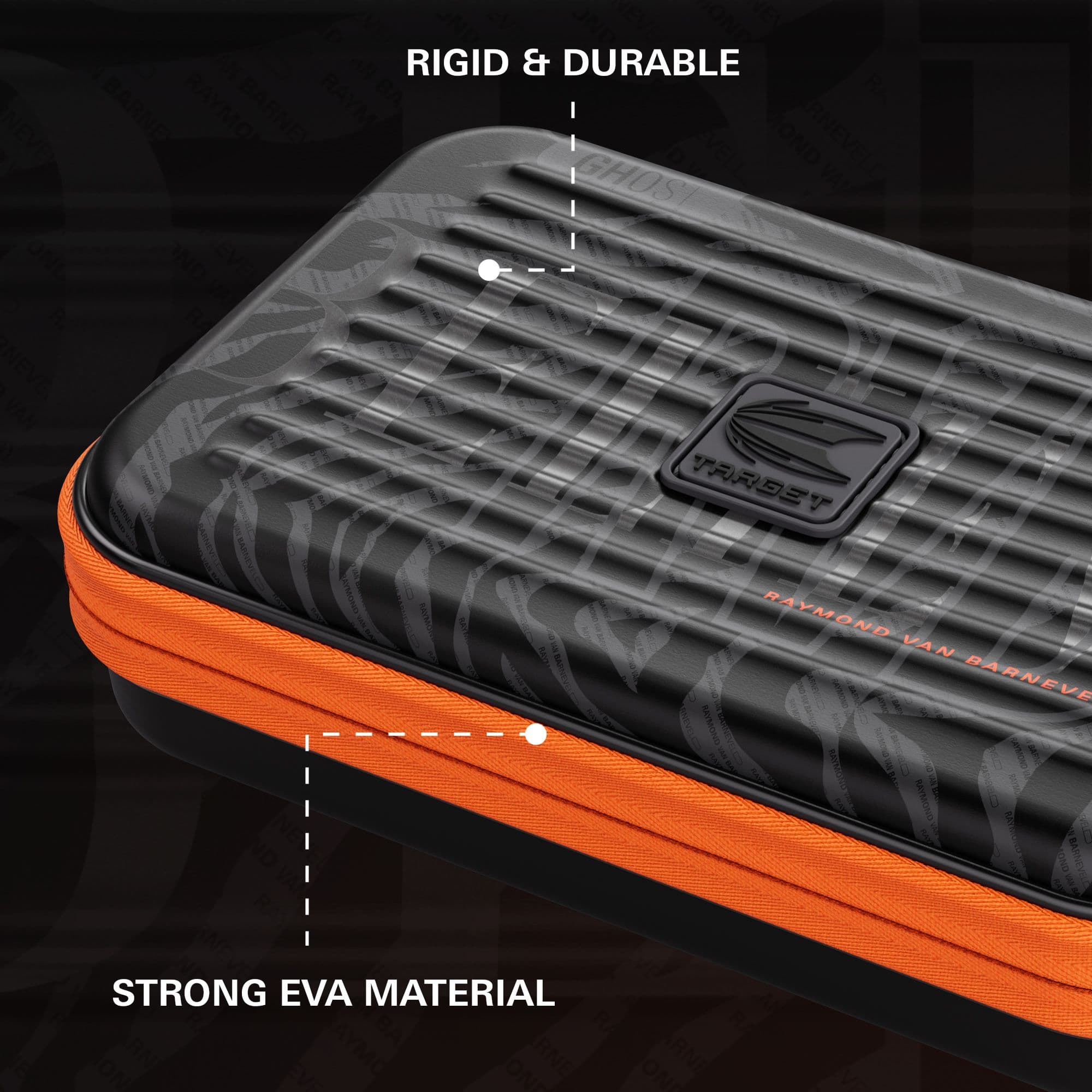 Takoma XL Ghost Series Raymond Van Barneveld dart case Das Bild zeigt das Takoma XL Ghost Series Raymond Van Barneveld Dartcase. Das Dartcase dient zur sicheren Aufbewahrung von Dartpfeilen.