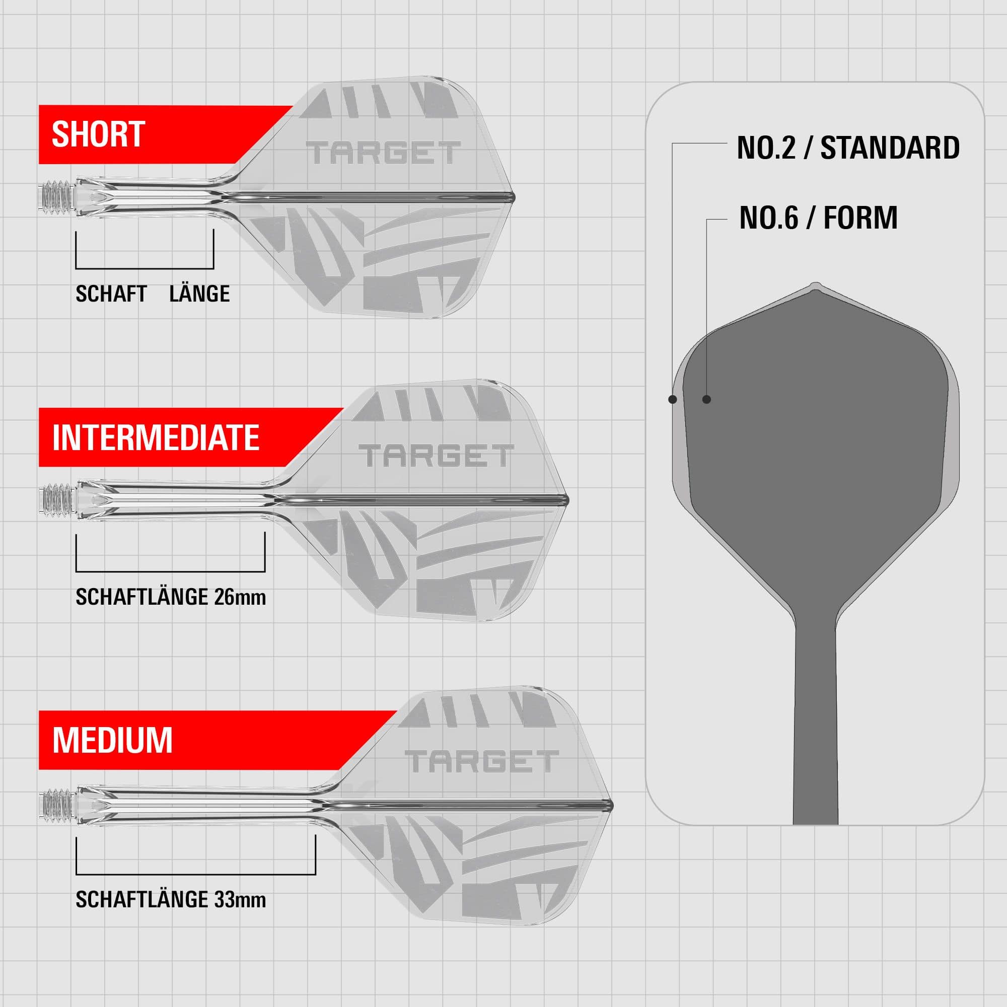 Target K-Flex Clear No2 Standard Flights Auf dem Bild sind die Target K-Flex Clear No6 Flights zu sehen. Es handelt sich um klare Dartflights für verbesserte Wurfeigenschaften.