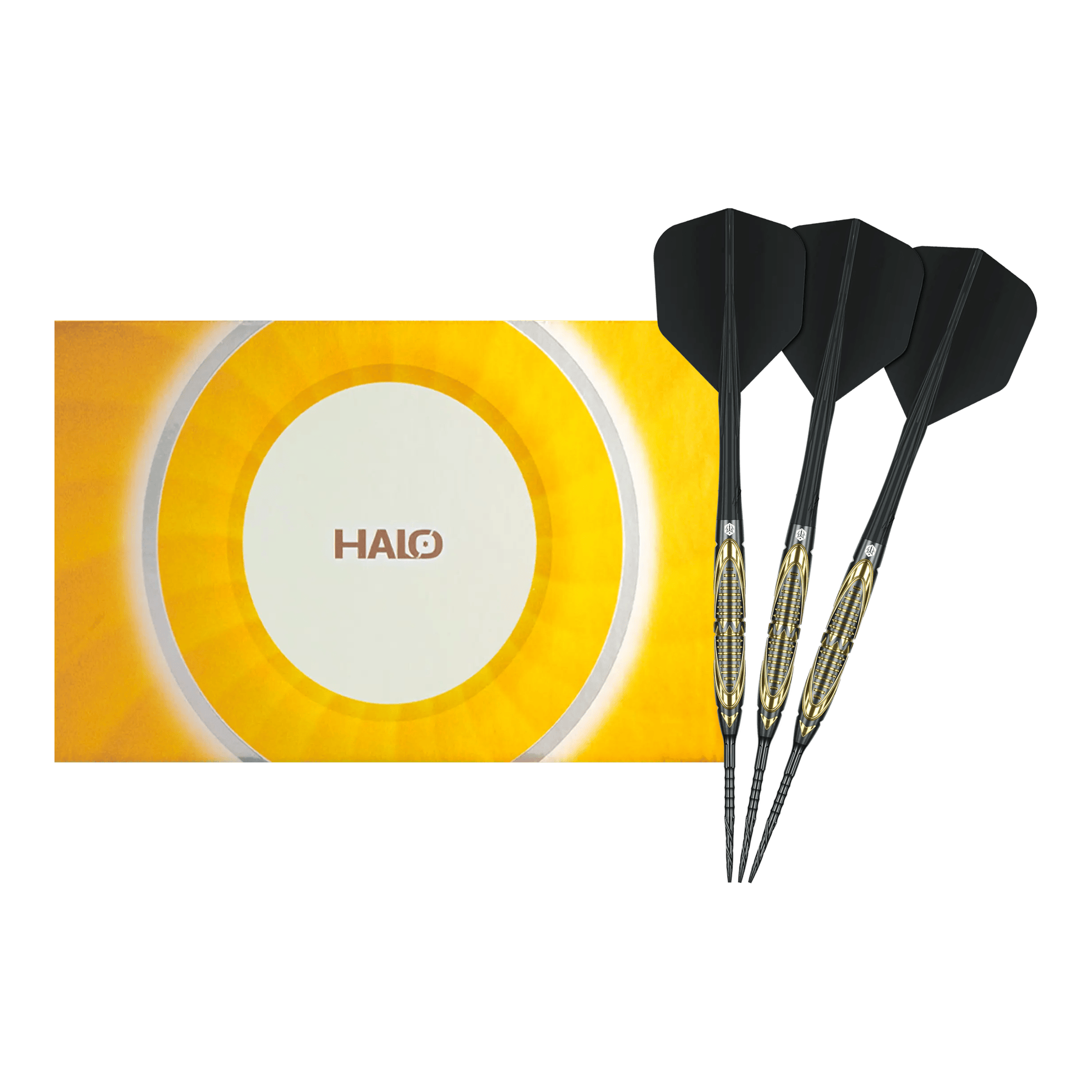 Caliburn Halo H2 steel darts - 22.5g Das Bild zeigt die Caliburn Halo H2 Steeldarts mit einem Gewicht von 22,5g in voller Länge. Die Steeldarts sind besonders langlebig und robust.