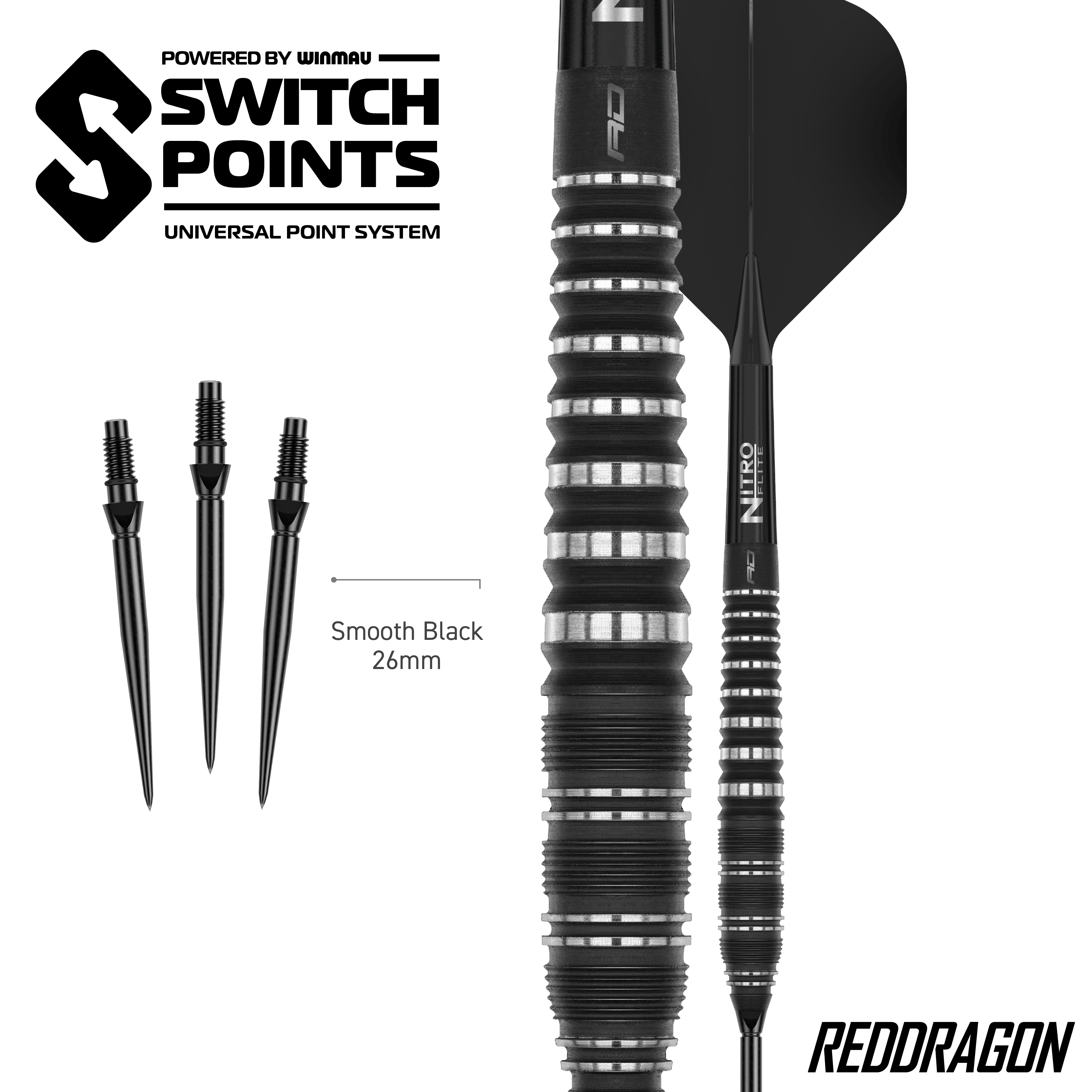 Red Dragon Sable Torpedo Switch Point Steel Darts Zu sehen sind Red Dragon Sable Torpedo Switch Point Steeldarts. Diese Darts bieten gute Griffigkeit und Stabilität beim Wurf.