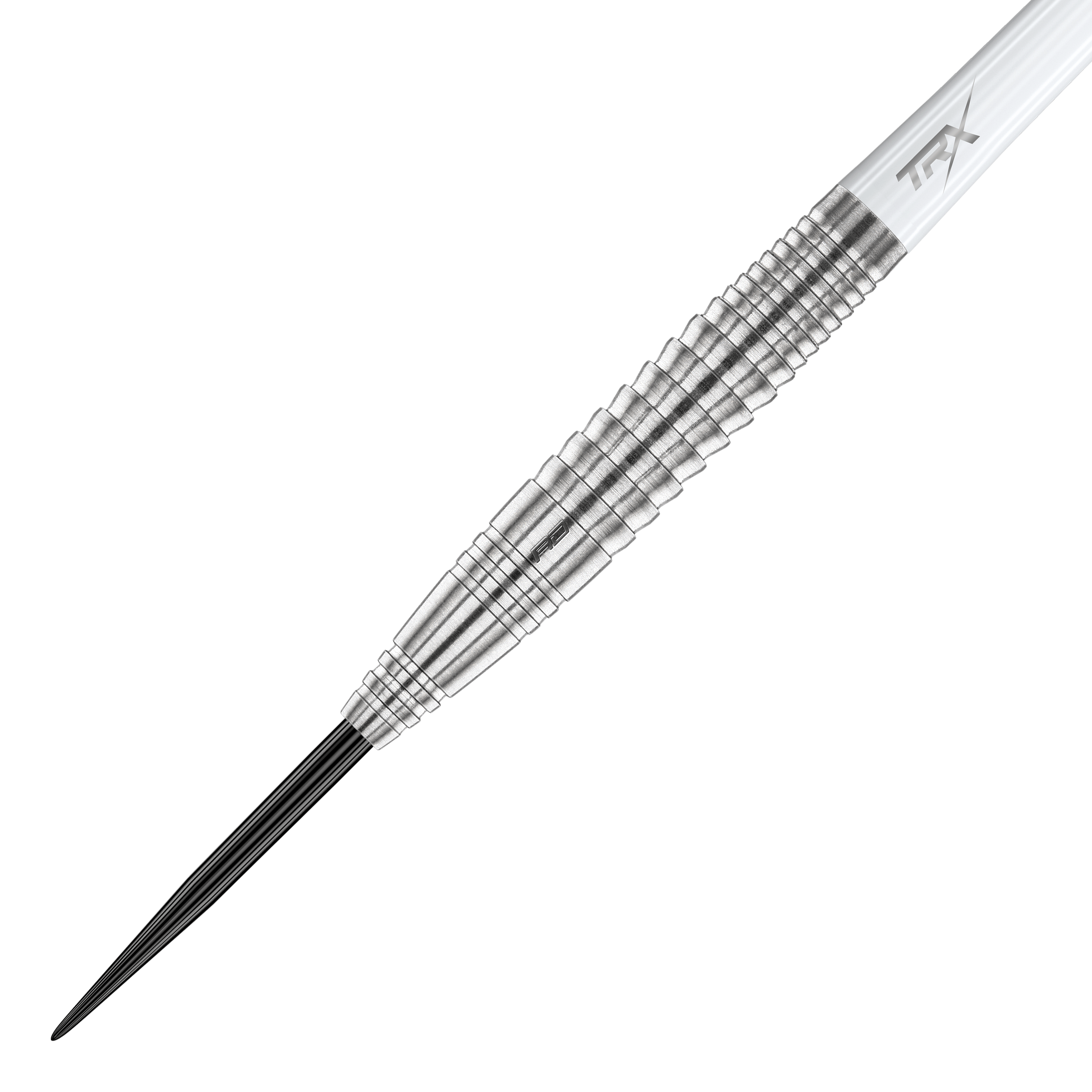 Red Dragon Seren 4 Pure Steeldarts Das Bild zeigt einen einzelnen Red Dragon Seren 4 Pure Steeldart. Der Dartpfeil besteht aus glänzendem Metall mit einem fein gerillten Griffbereich.