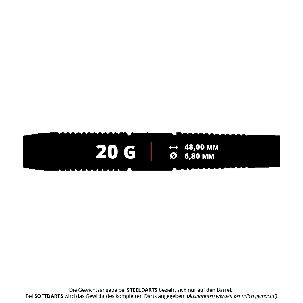 Das Bild zeigt GOAT Reload Softdarts mit einem Gewicht von 20g. Diese Softdarts sind für Präzision und Leistung bekannt.