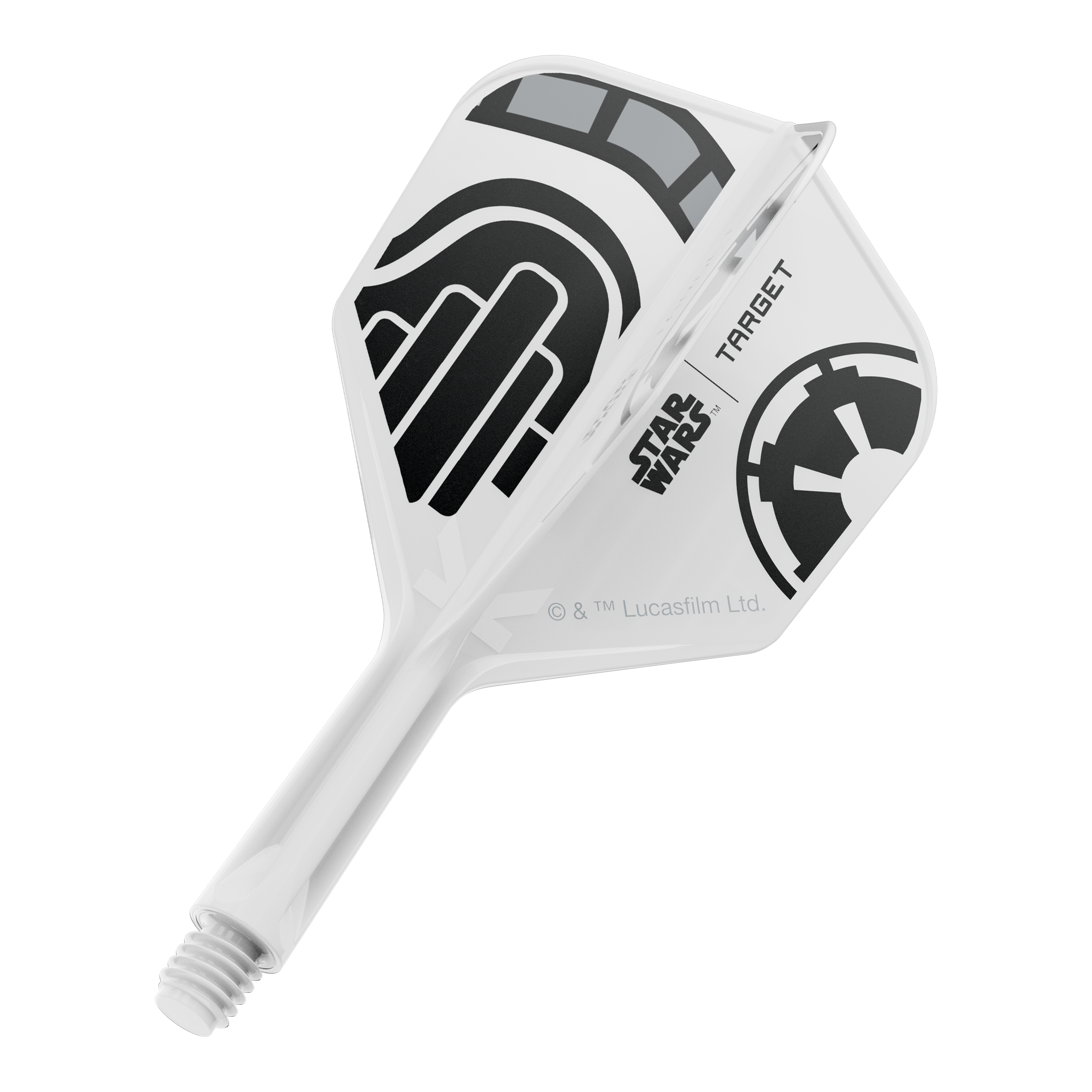 Target Star Wars K-Flex Stormtrooper No6 Flights Ein Dart-Flight aus der Star Wars KFlex Stormtrooper No6 Serie wird gezeigt. Dieser Flight ist kurz und misst 19 mm.