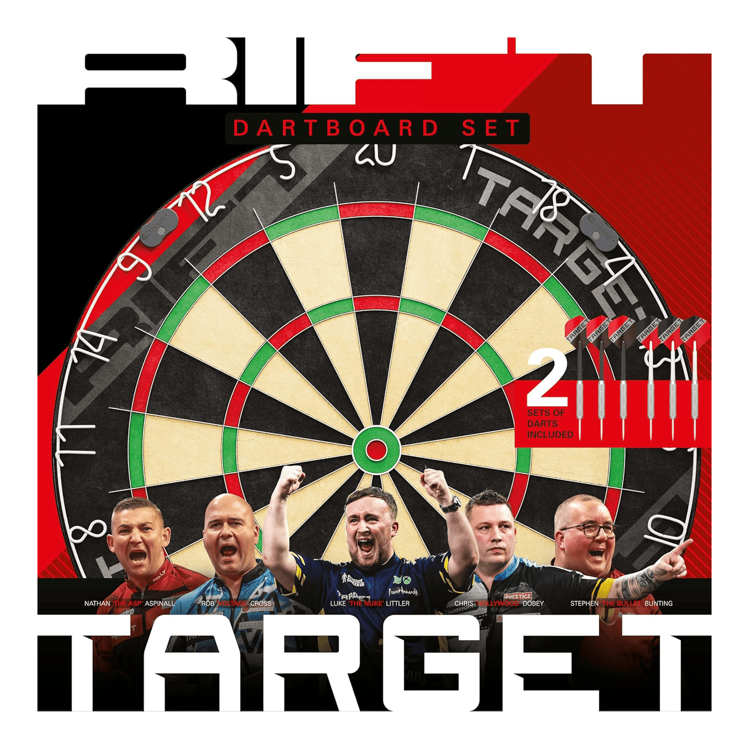 Target Rift steel dartboard set Dieses Bild zeigt das Target Rift Steeldartboard Set. Das Dartboard Set ist robust und langlebig.