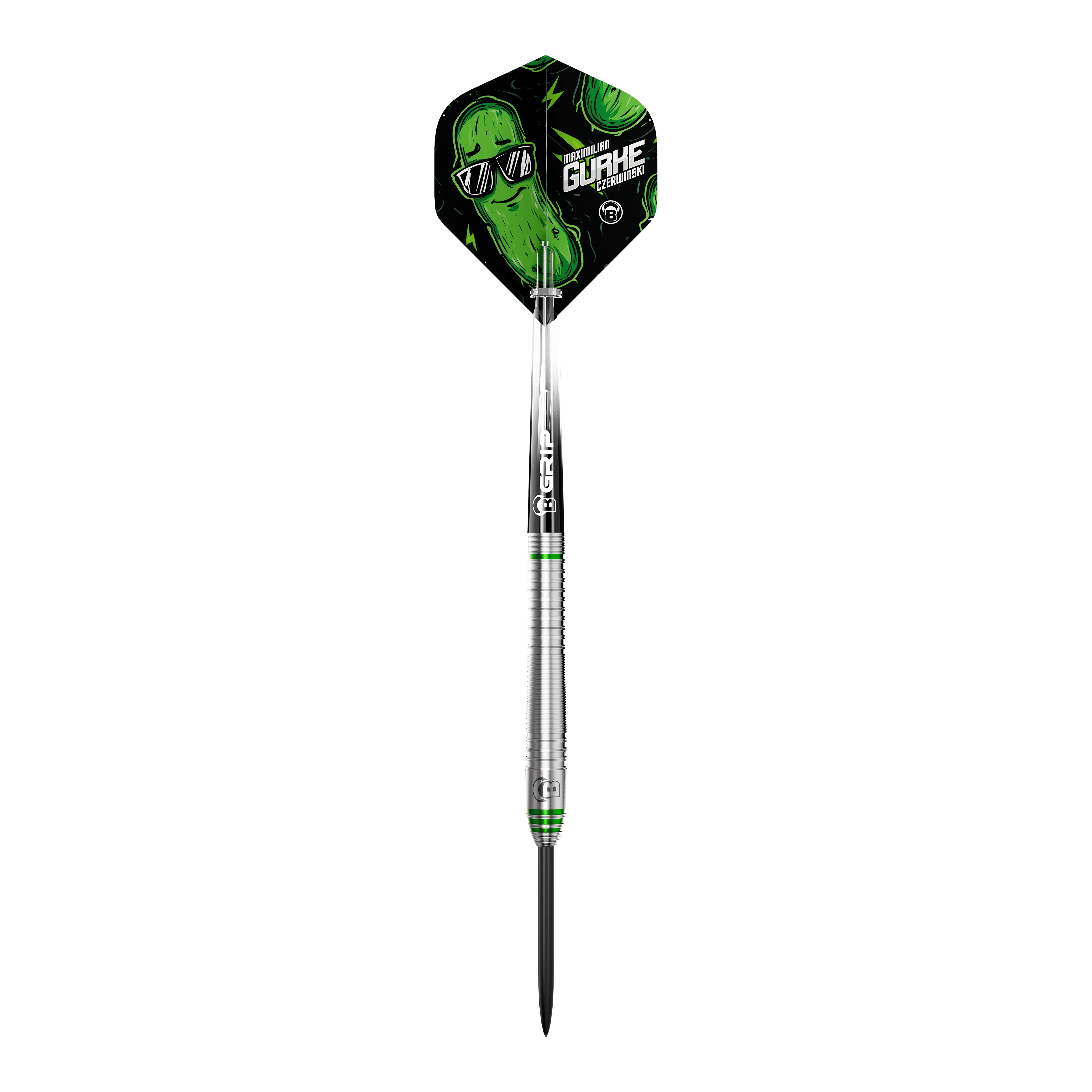 Bulls Max Czerwinski Cucumber Steeldarts - 23g Hier sieht man die Bulls Max Czerwinski Gurke Steeldarts mit 23g. Die Darts zeichnen sich durch ihre besondere Form und Verarbeitung aus.