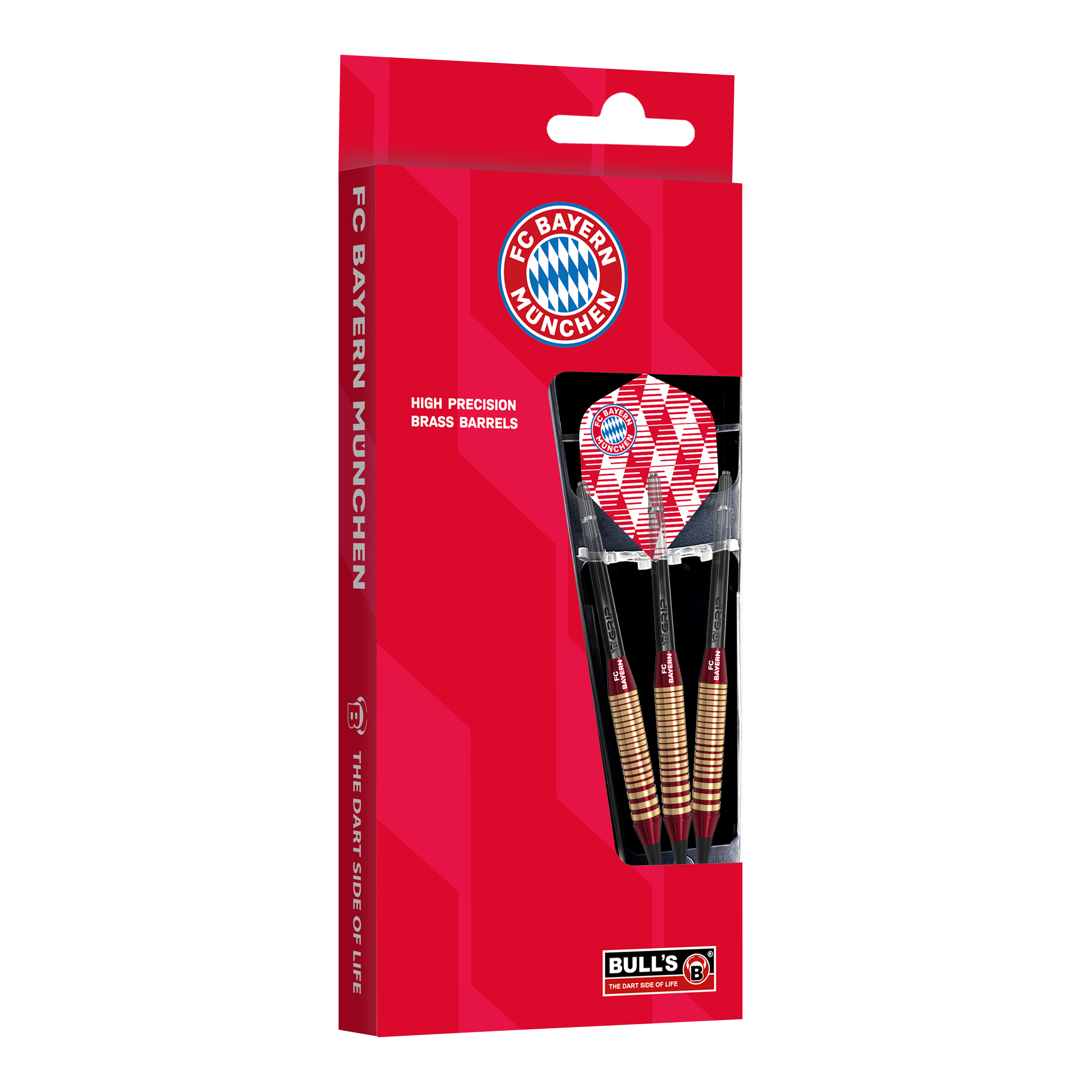 Bulls FC Bayern Munich Brass Soft Darts - 18g Abgebildet sind die Bulls FC Bayern München Brass Softdarts mit 18g Gewicht. Sie eignen sich für Softdart-Spiele und tragen das Vereinsdesign.