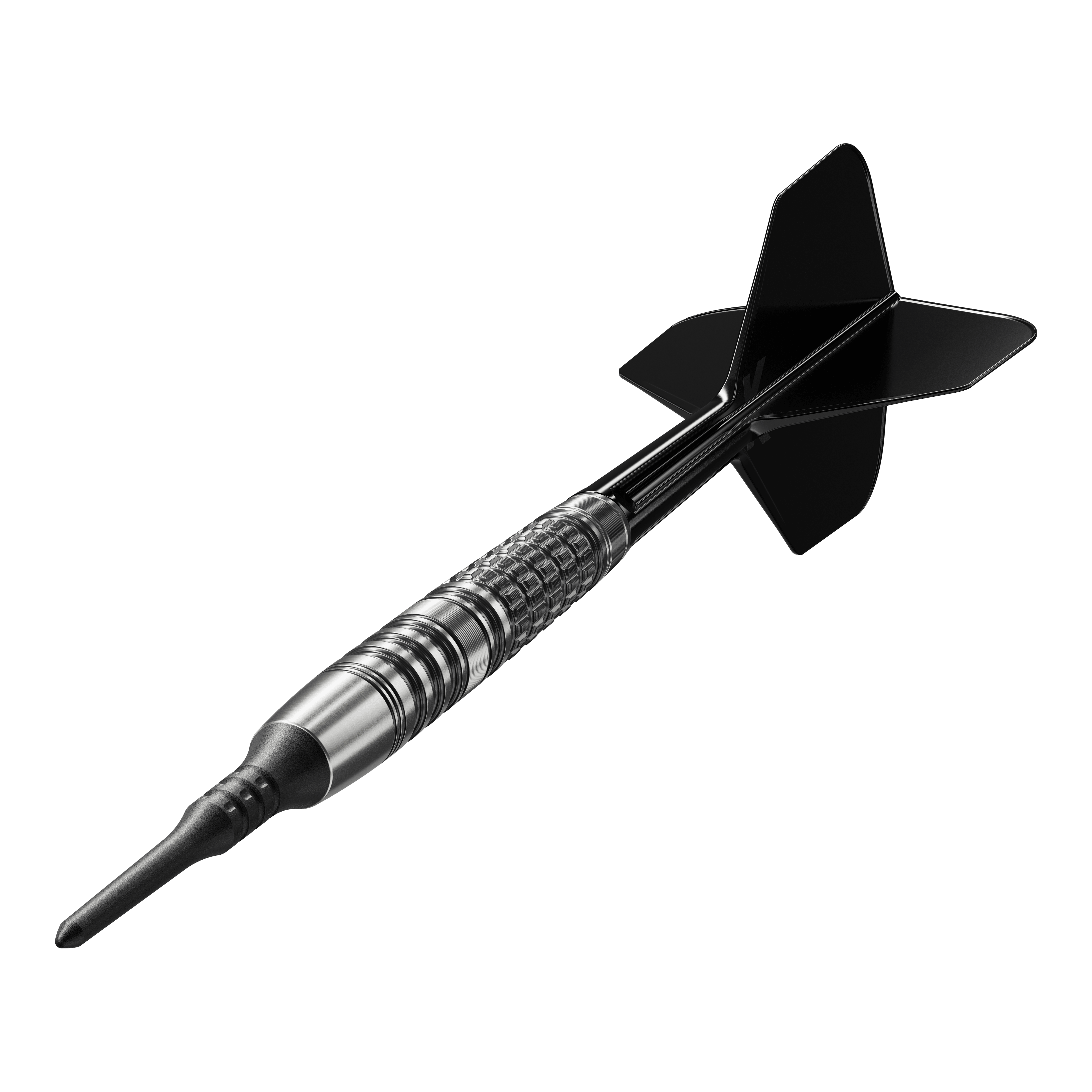 Target Japan Black Marque Lumiere GEN3 Soft Darts - 18.5g Das Bild zeigt einen Target Japan Black Marque Lumiere GEN3 Softdart mit einem Gewicht von 18,5g. Der Dartpfeil hat ein elegantes, schwarzes Design und eine strukturierte Griffzone.