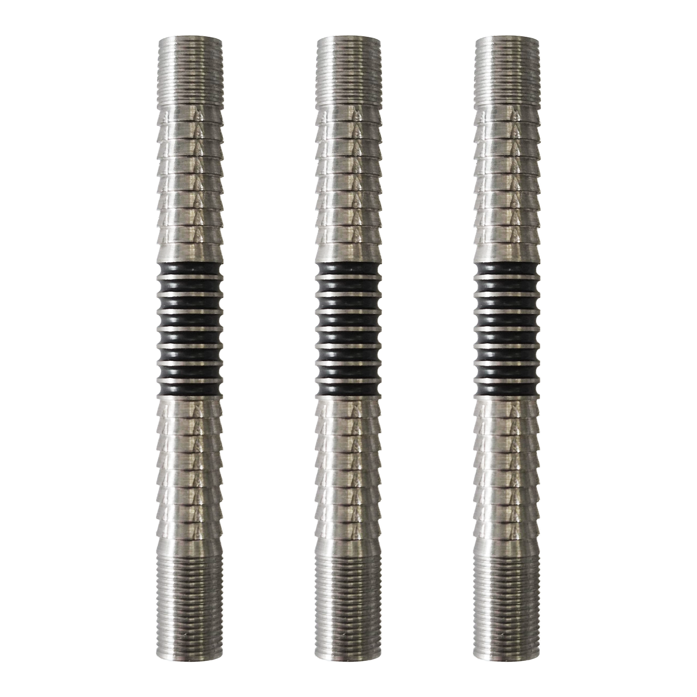 Das Bild zeigt die McDart Ringed Shark 2 Softdart Barrels. Die Dart-Barrels besitzen ein geriffeltes Shark- und Ring-Design.