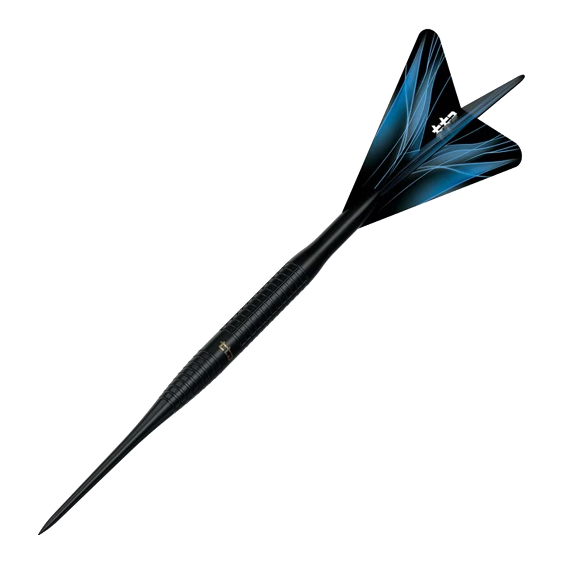 Caliburn TTD Complete Titanium T3 Black Steeldarts - 7g Das Bild zeigt die Caliburn TTD Complete Titanium T3 Black Steeldarts mit einem Gewicht von 7g. Die Darts haben ein schwarzes und titanfarbenes Design.