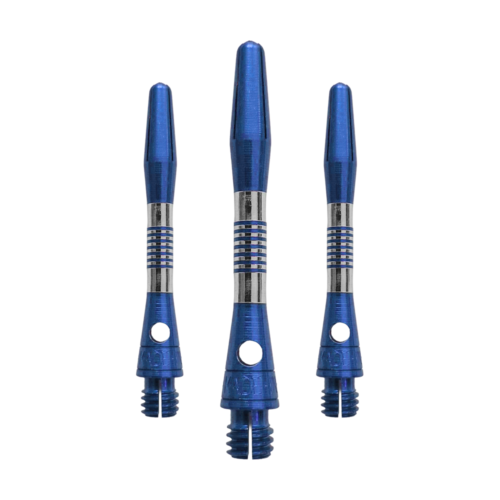 Bulls NL Cetra Aluminium Shafts - Blue Dieses Bild zeigt blaue BullsNL Cetra Aluminium Shafts mit einer Länge von 34 mm. Es handelt sich um ein Set für Dartpfeile.