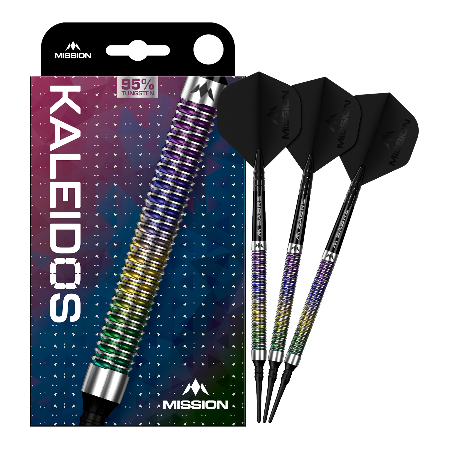 Mission Kaleidos soft darts - 19g Mission Kaleidos Softdarts - 19g ist auf dem Bild zu sehen. Der Softdart ist vollständig abgebildet.