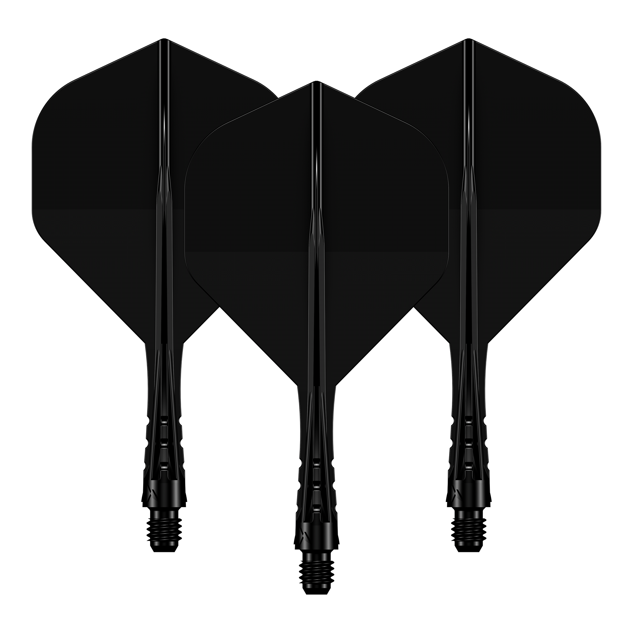 Das Foto zeigt ein Set des Mission Force90 Vortex No2 Flight-Shaft-Systems in Solid Black mit 222 mm Länge. Die schwarze Farbgebung ist gut sichtbar.