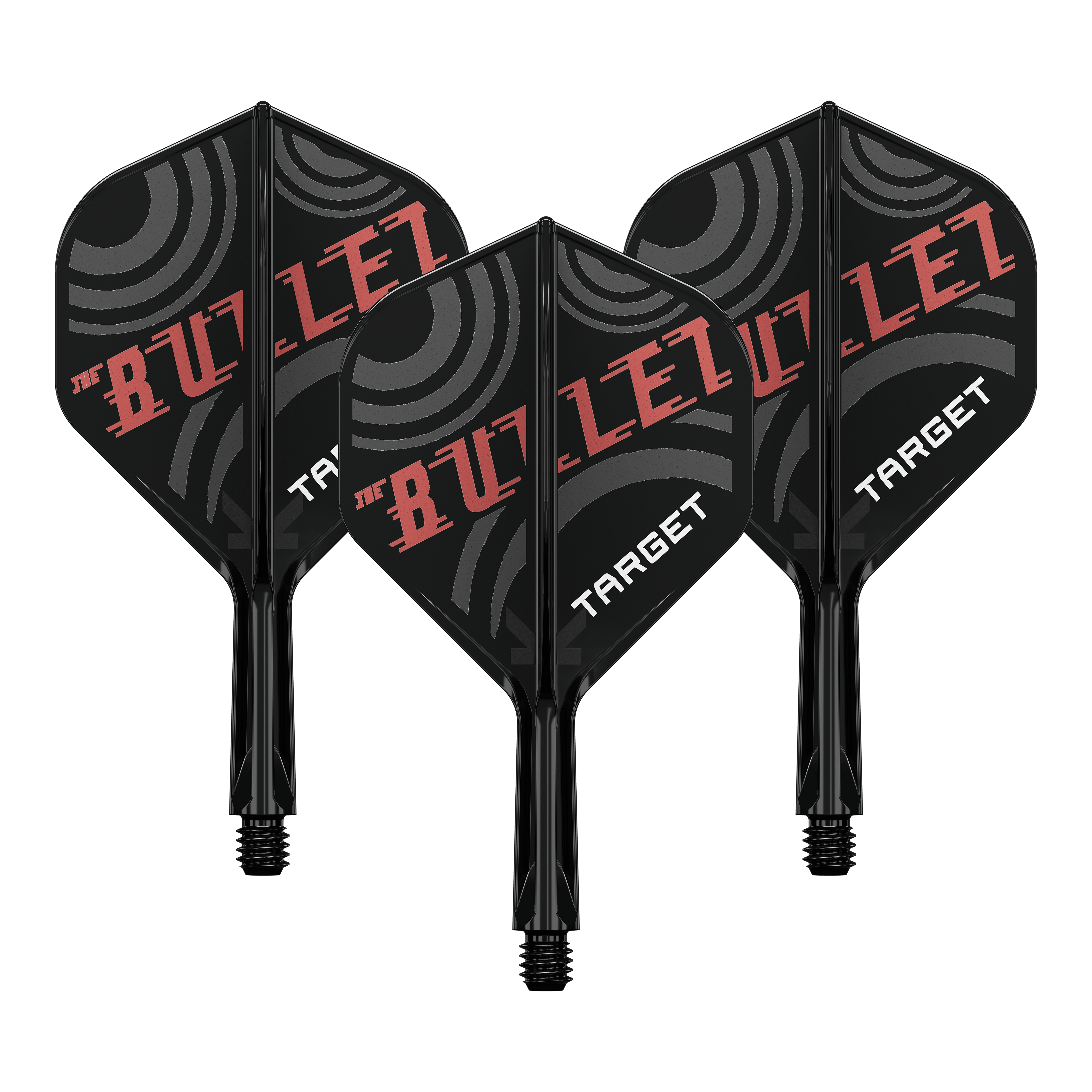 Bild zeigt ein Dart-Flight Set mit der Bezeichnung 'Target K-Flex Stephen Bunting No2 Standard Flights 19mm 1Set'. Es ist ein Zubehör für Dartscheiben und Spieler.