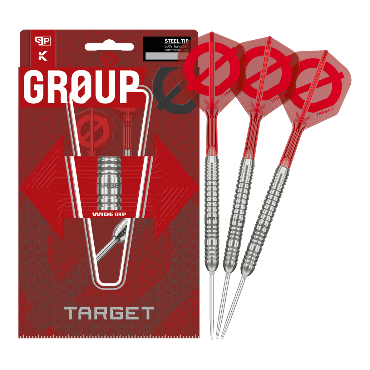 Target Group O 03 Swiss Points Steel Darts Das Foto zeigt das Target Group O 03 Swiss Points Steeldarts Set. Die Komponenten werden detailliert dargestellt.