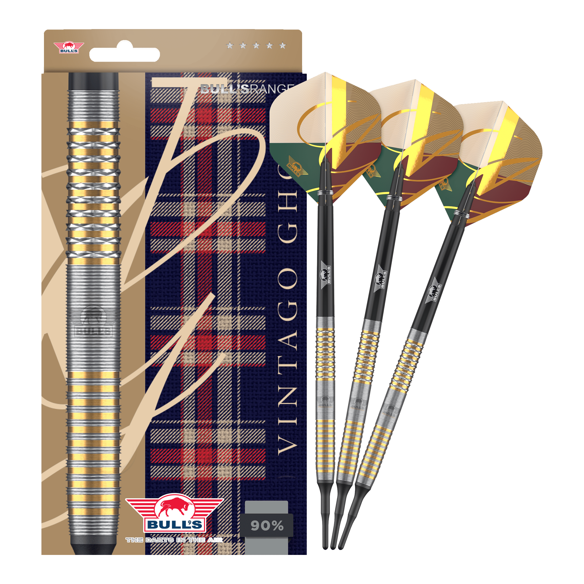 Das Bild zeigt die Bulls NL Vintago Ghost Softdarts - 20g in voller Ansicht. Die Softdarts sind für Freizeit- und Profispieler geeignet.
