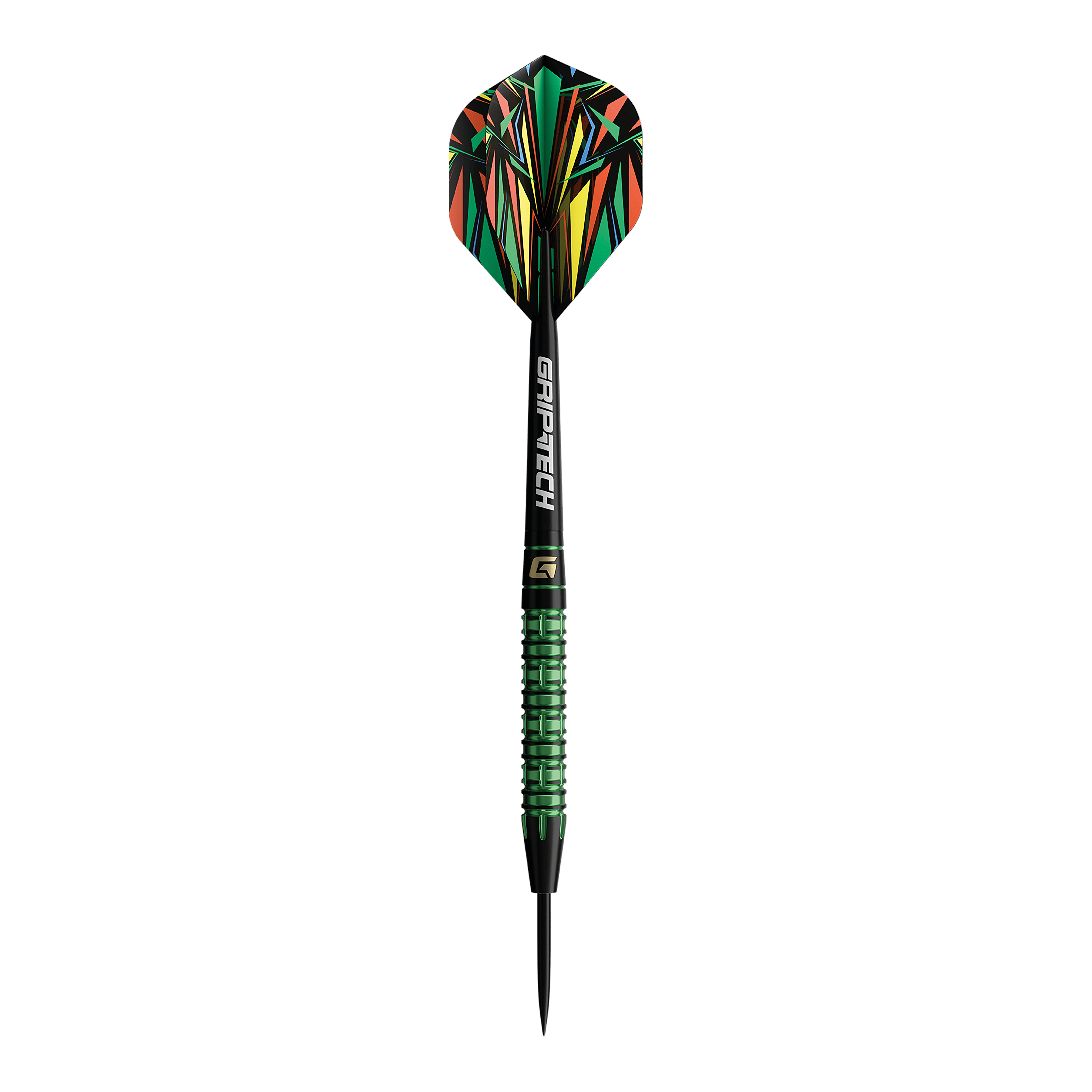 Abgebildet sind die GOAT Athlete Green Tungsten Steeldarts. Die Darts bestehen aus grünem Wolfram und sind für professionelle Spieler geeignet.