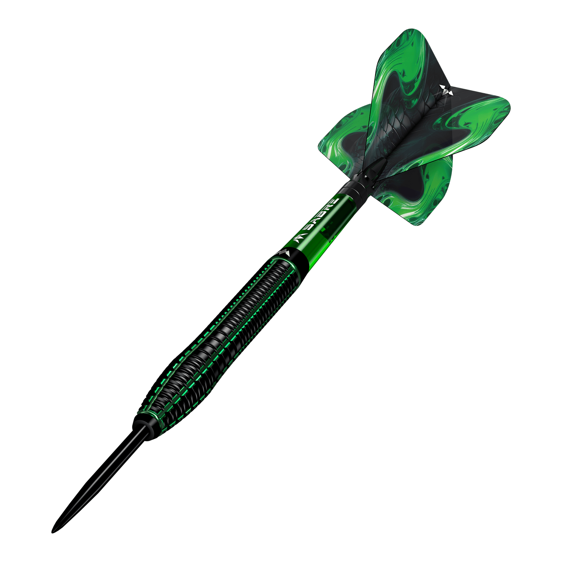 Mission Venom steel darts Mission Venom Steeldarts sind als Set dargestellt. Die Barrels zeigen eine verspielte Struktur.