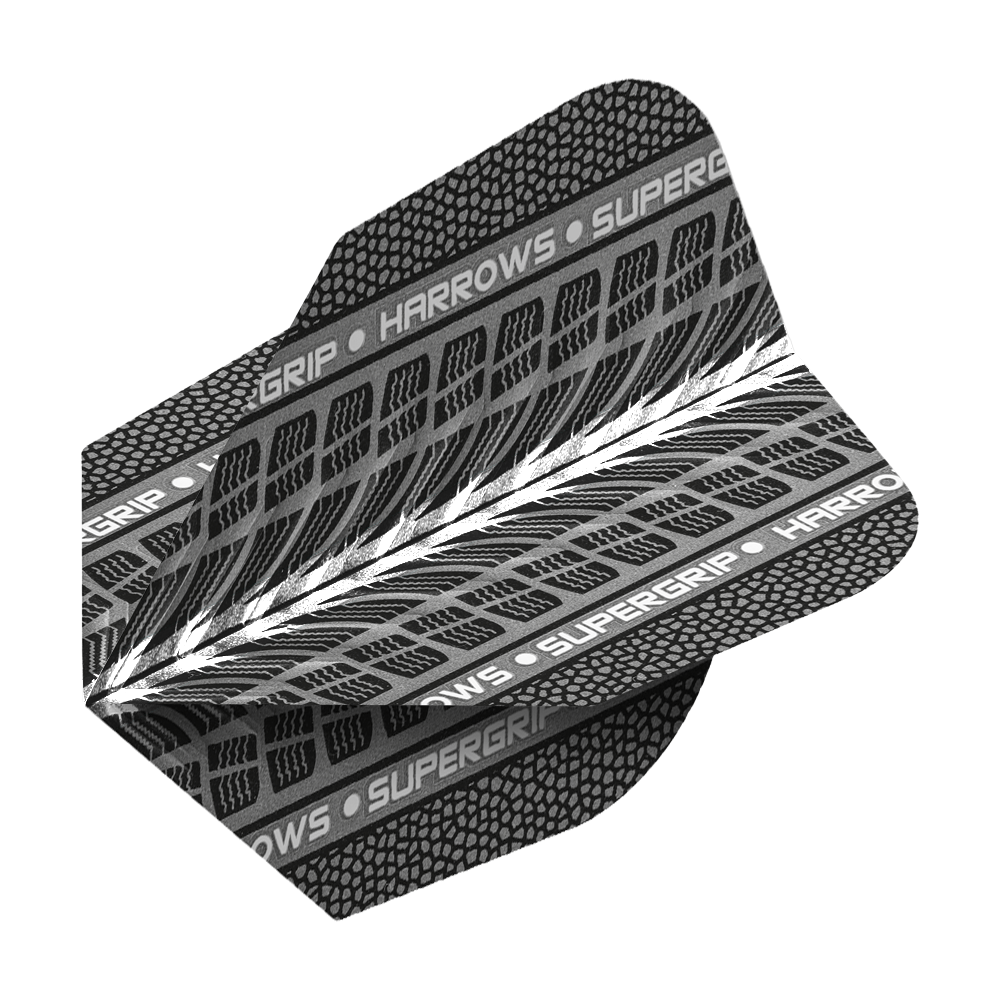 Harrows Supergrip White No6 Flights Hier sind Harrows Supergrip Weiß No6 Flights zu sehen. Das Produkt besteht aus weiß gefärbten Dart-Flights.