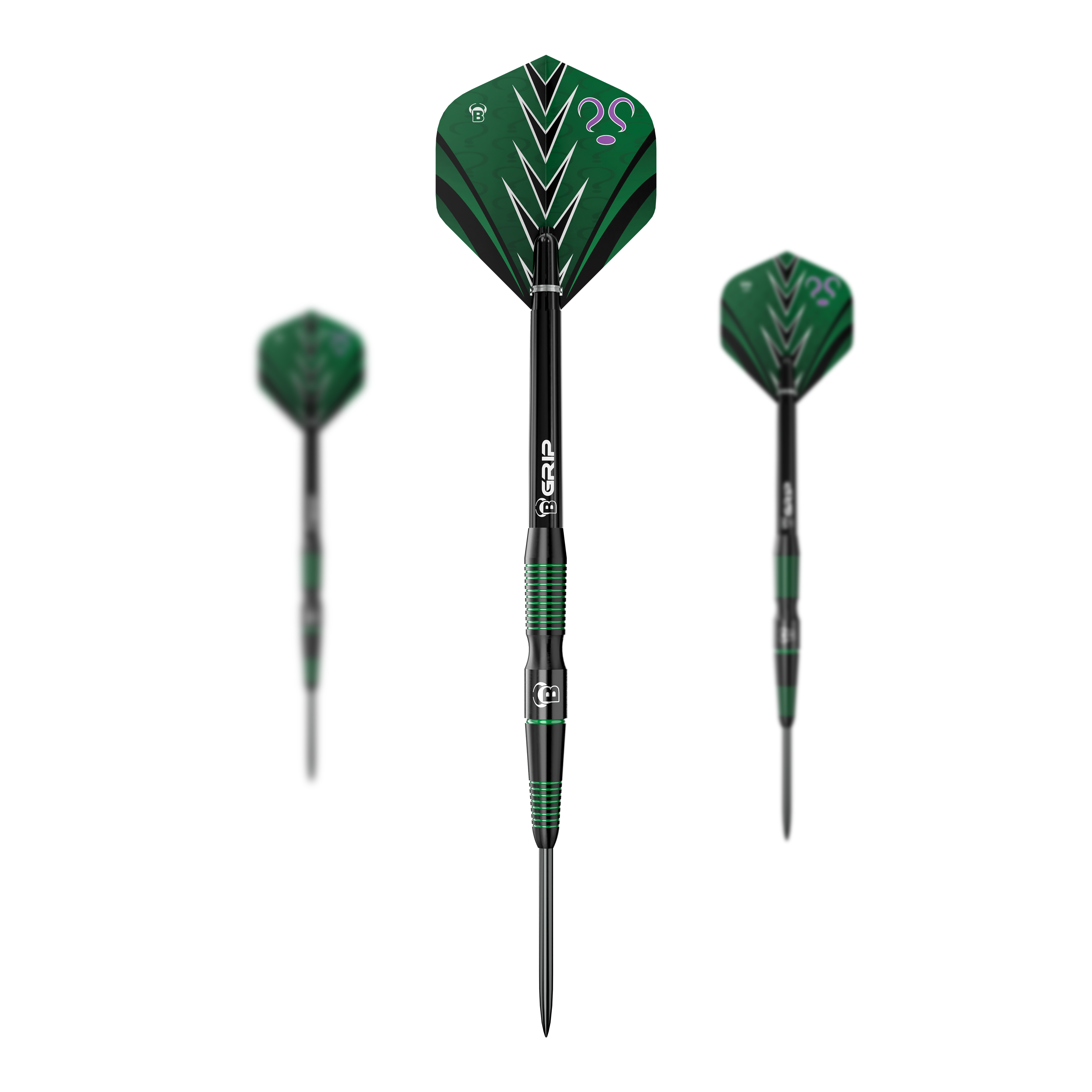 Auf dem Bild ist ein Set der Bulls Brian Raman G2 Steeldarts dargestellt. Das Set ist für Steeldart-Enthusiasten geeignet.