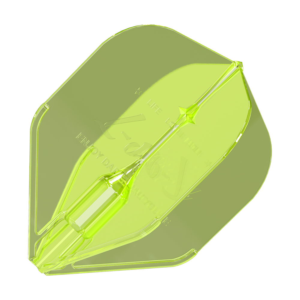 L-Style Fantom L1EZ Flights Neon Yellow Das Bild zeigt das Produkt 'L-Style Fantom L1EZ Flights Neongelb'. Es handelt sich um ein transparentes, neongelbes Dartflight-Zubehör.