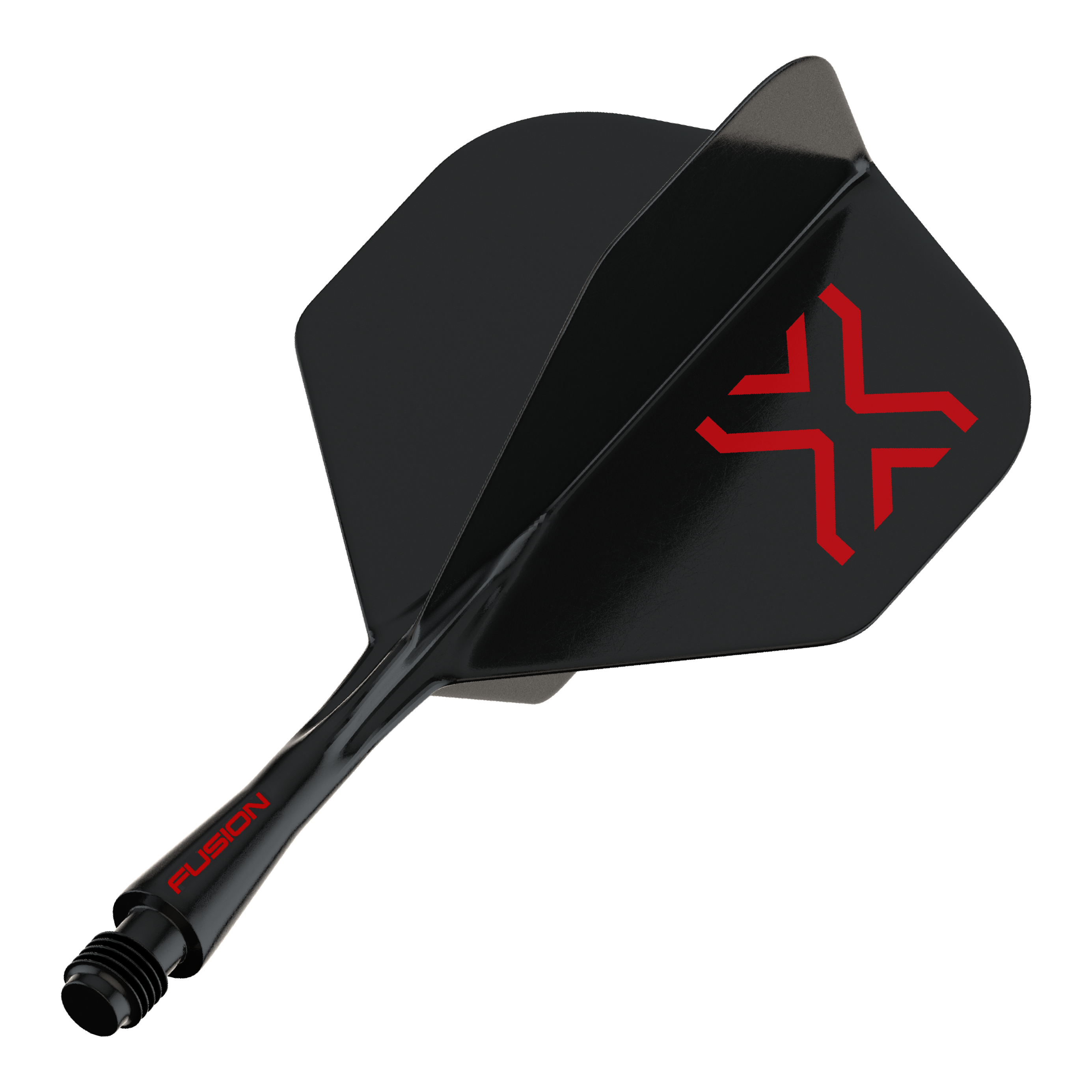 Winmau Fusion Blade X No2 Standard Flight Shaft System - Black Das Bild stellt den Artikel 8863_Winmau_Fusion_Blade_X_No2_Standard_Flights_Schwarz_22mm_1 dar. Es handelt sich vermutlich um einen einzelnen schwarzen Dart-Flight mit 22mm Größe.